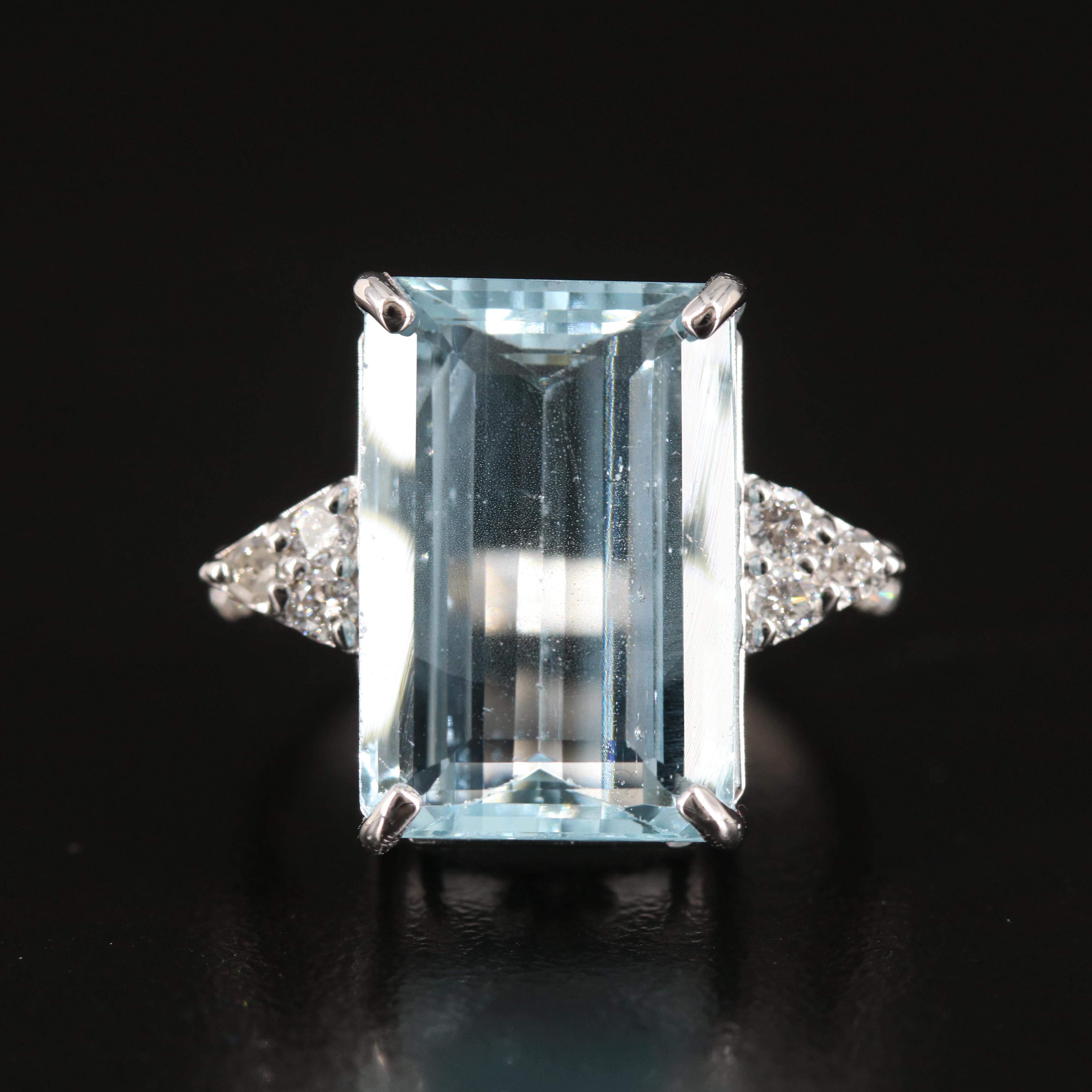 18K 9.03 CT Aquamarine and Diamond Ring