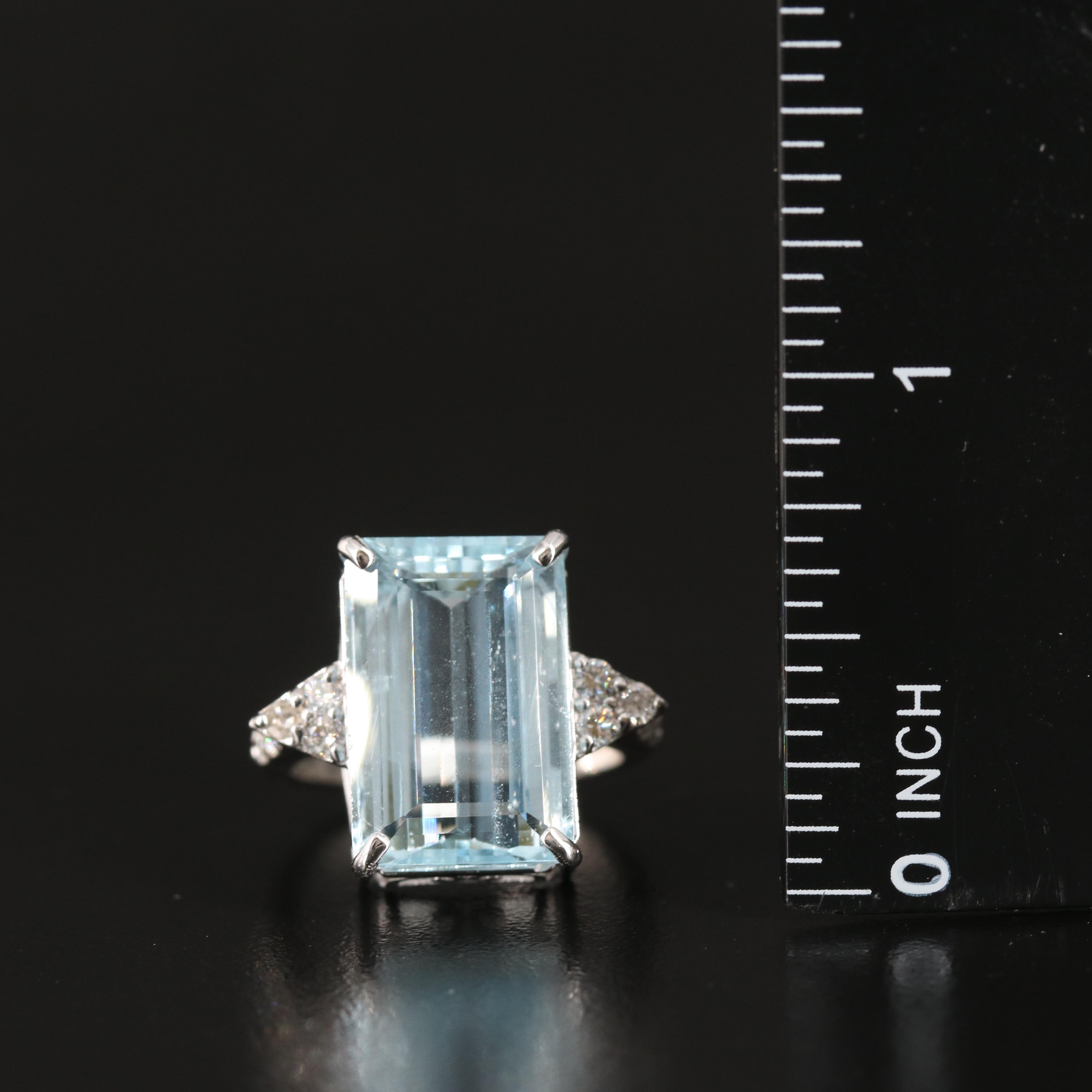 18K 9.03 CT Aquamarine and Diamond Ring