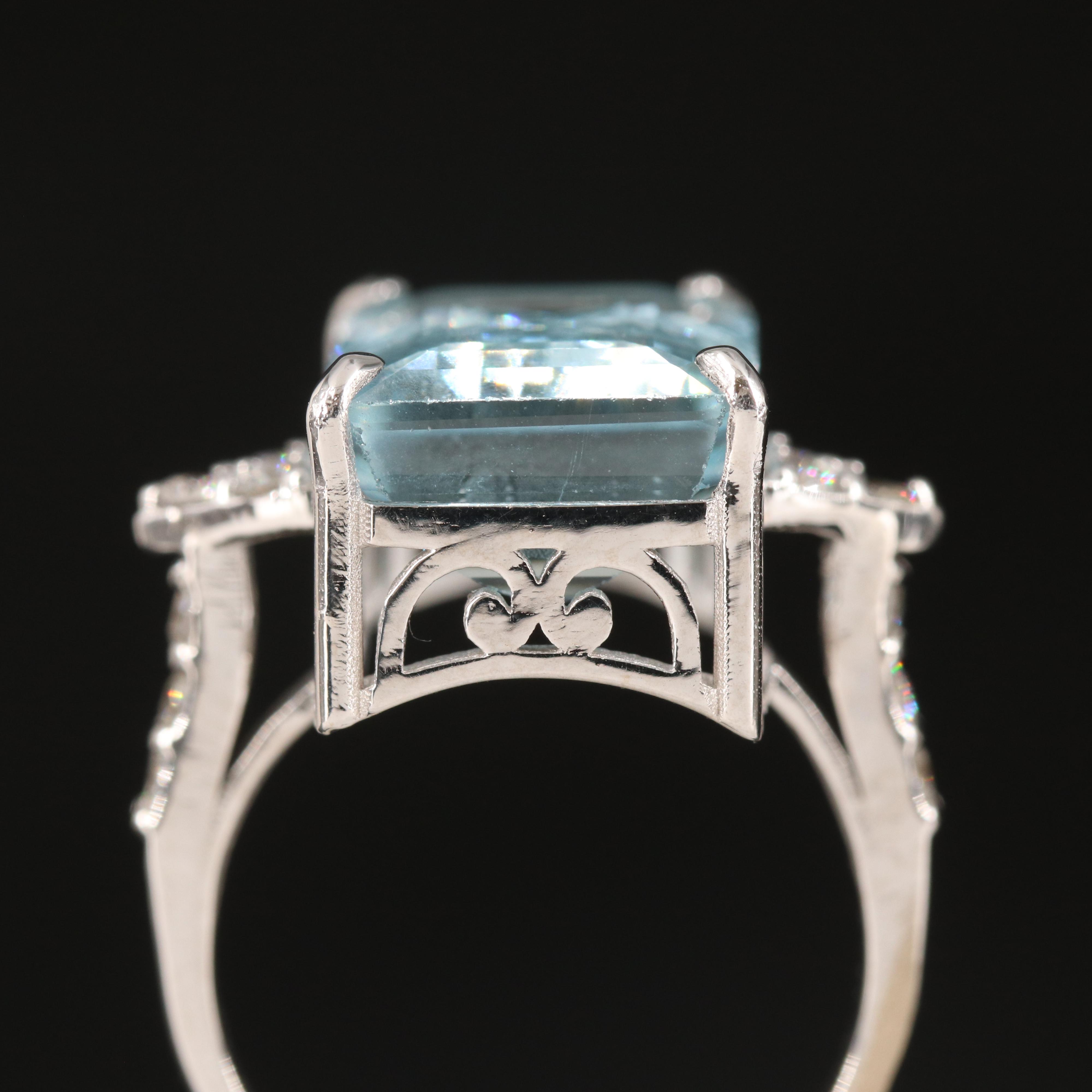 18K 9.03 CT Aquamarine and Diamond Ring