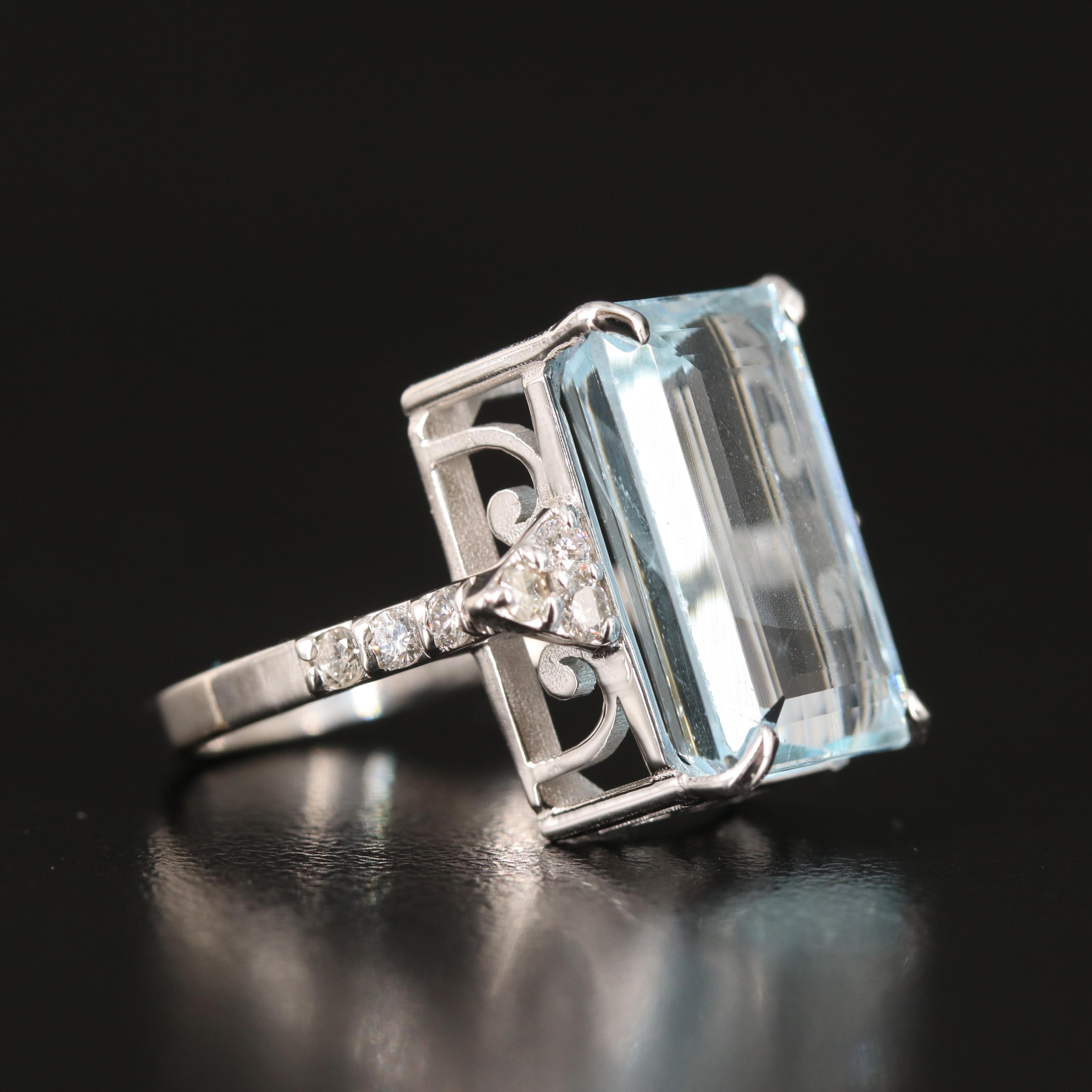 18K 9.03 CT Aquamarine and Diamond Ring