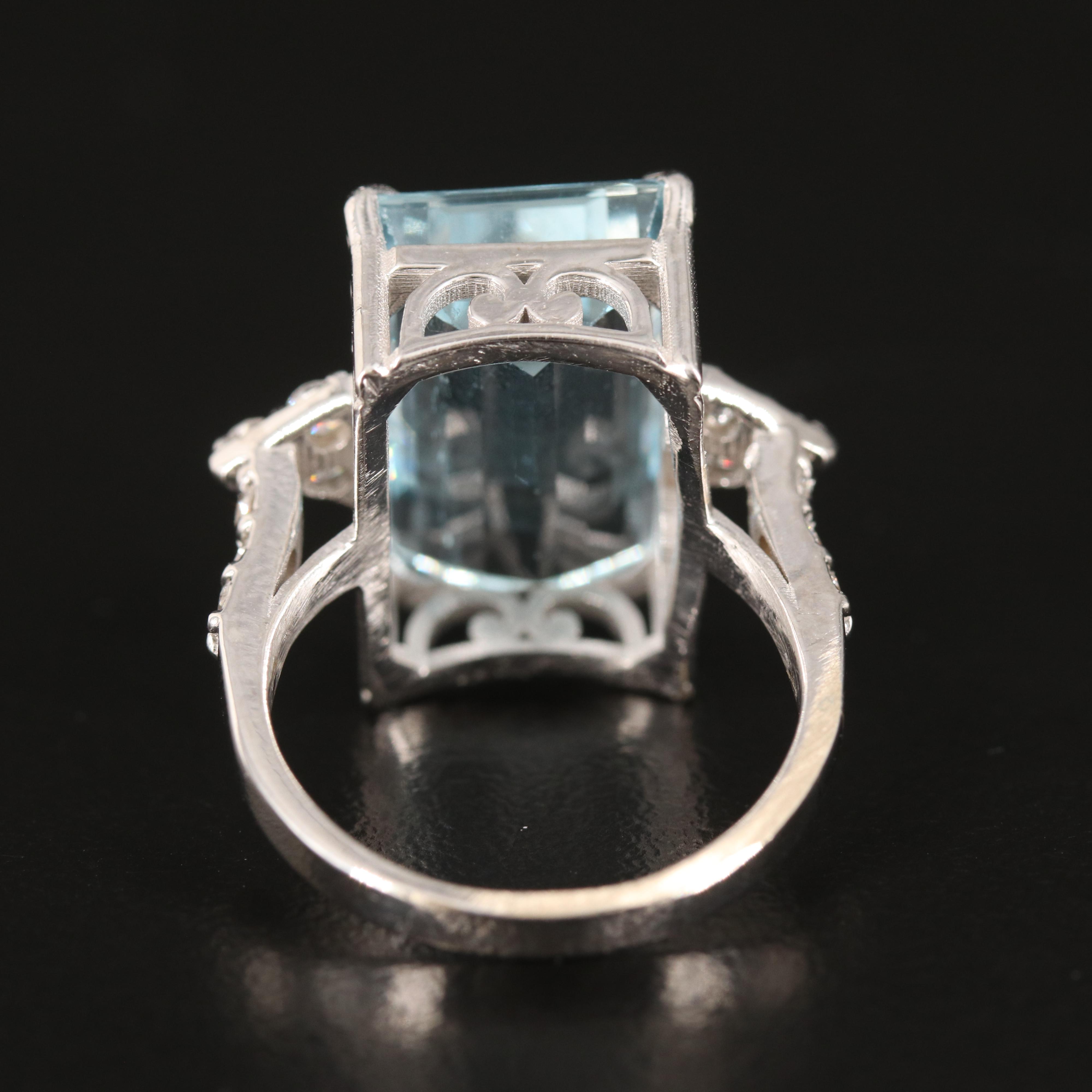 18K 9.03 CT Aquamarine and Diamond Ring