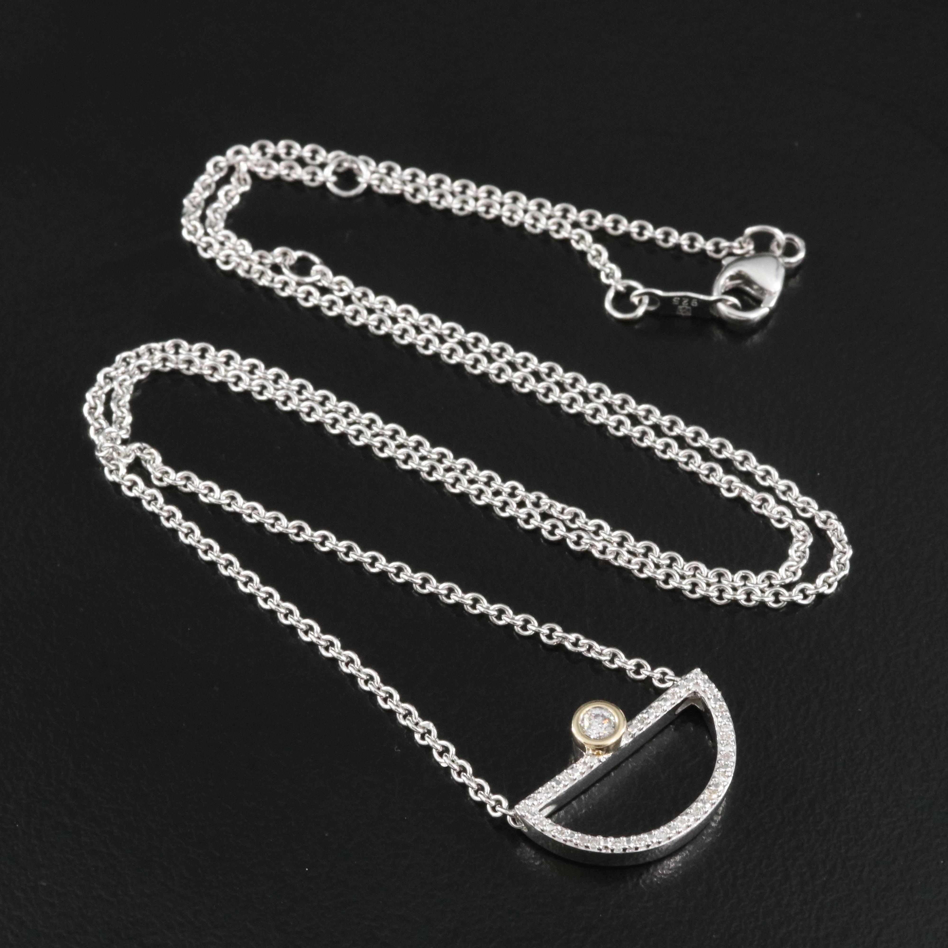 Sterling Diamond Necklace with 10K Accents