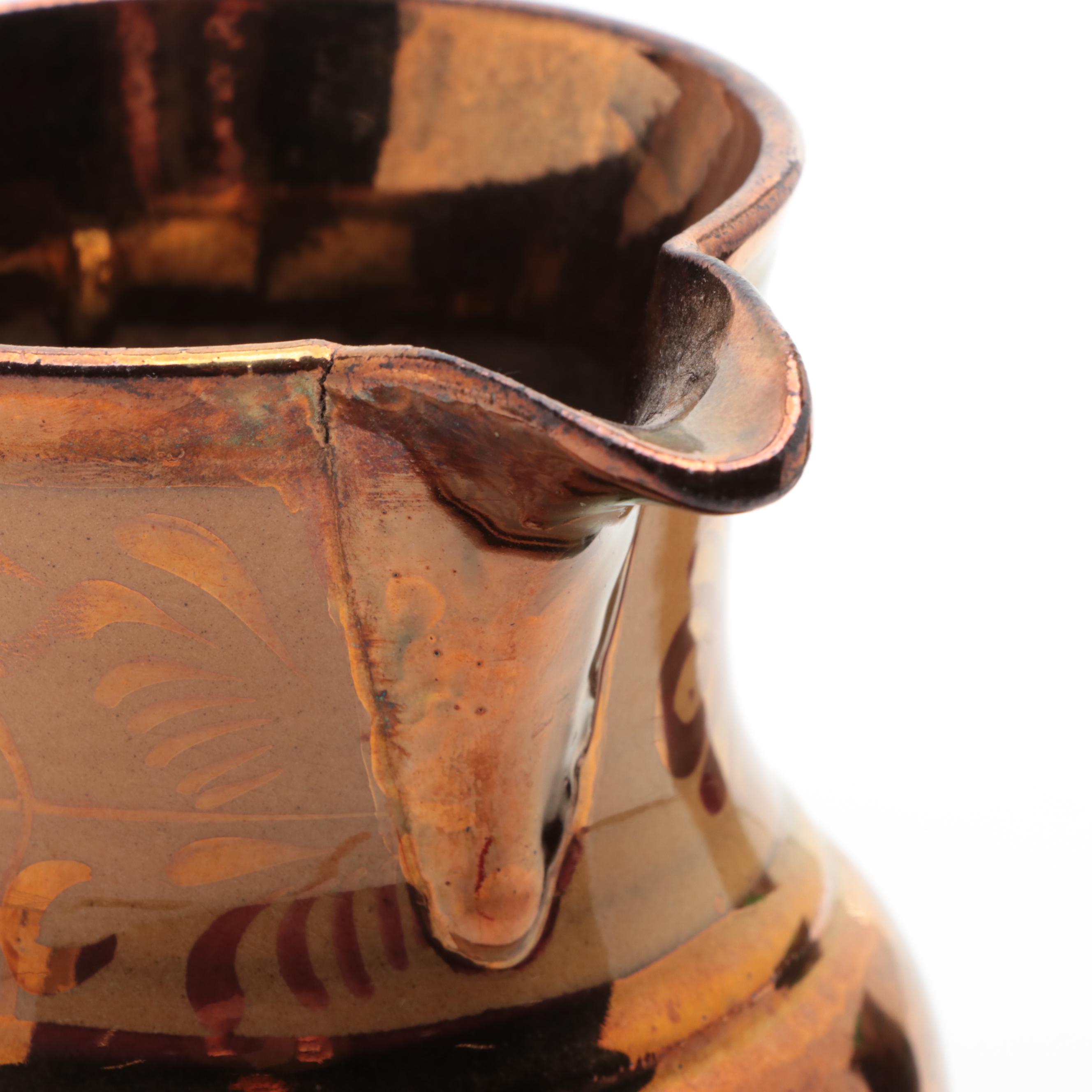 Wade Pottery with Other Copper Luster Pitchers and Creamer