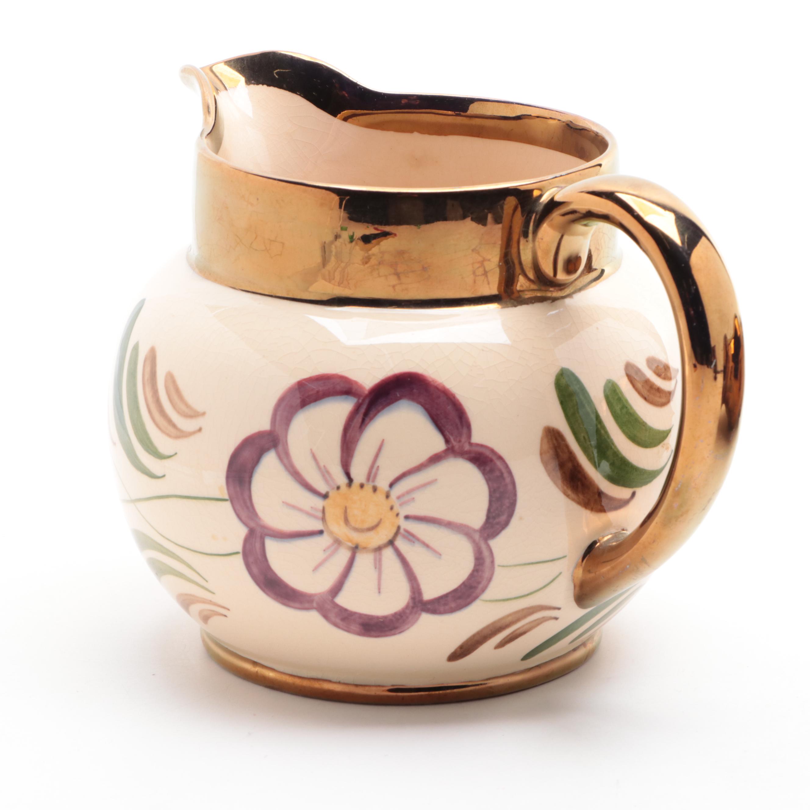 Wade Pottery with Other Copper Luster Pitchers and Creamer