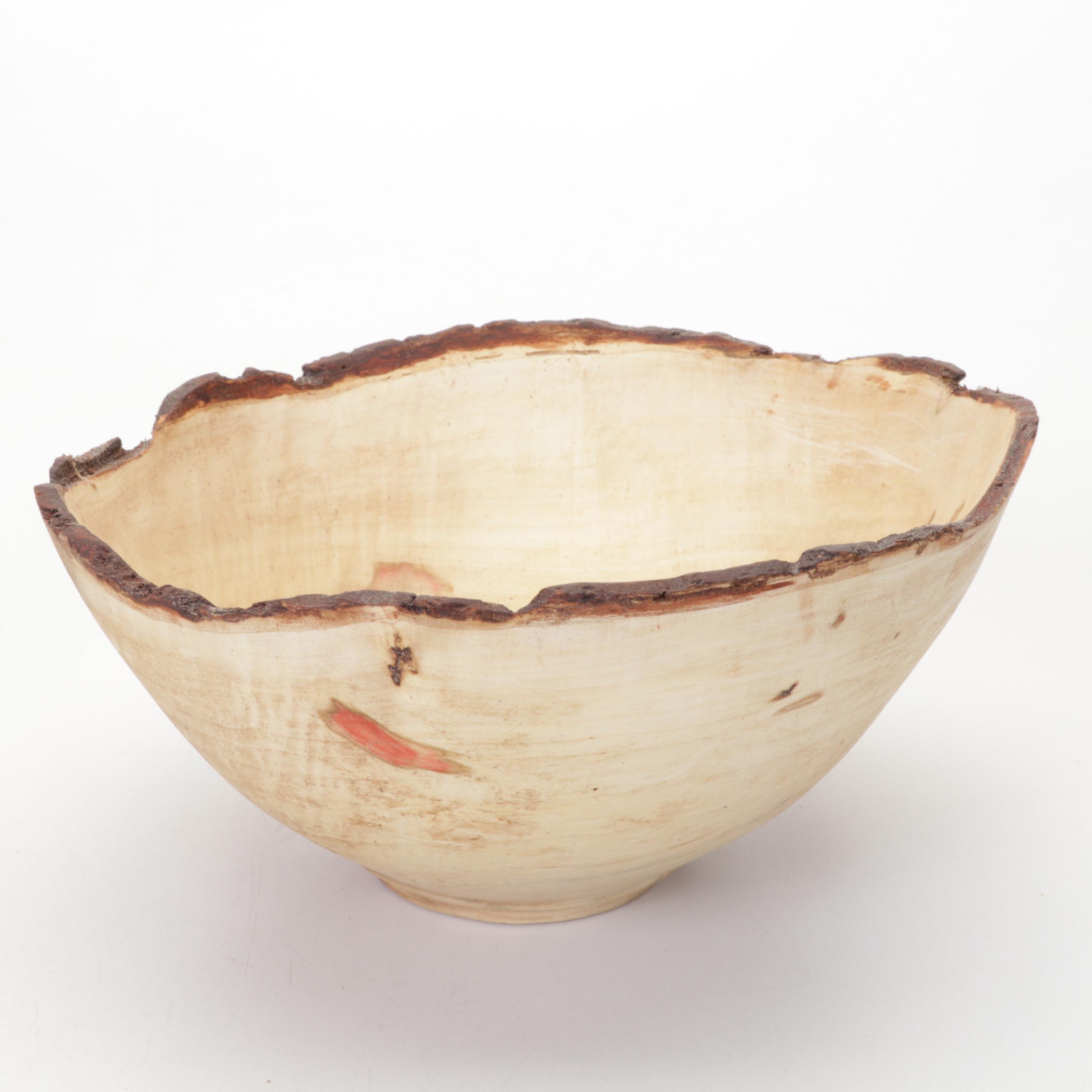 Jim Eliopulos Turned and Live Edge Box Elder Bowls and Hand-Painted Mallard Art