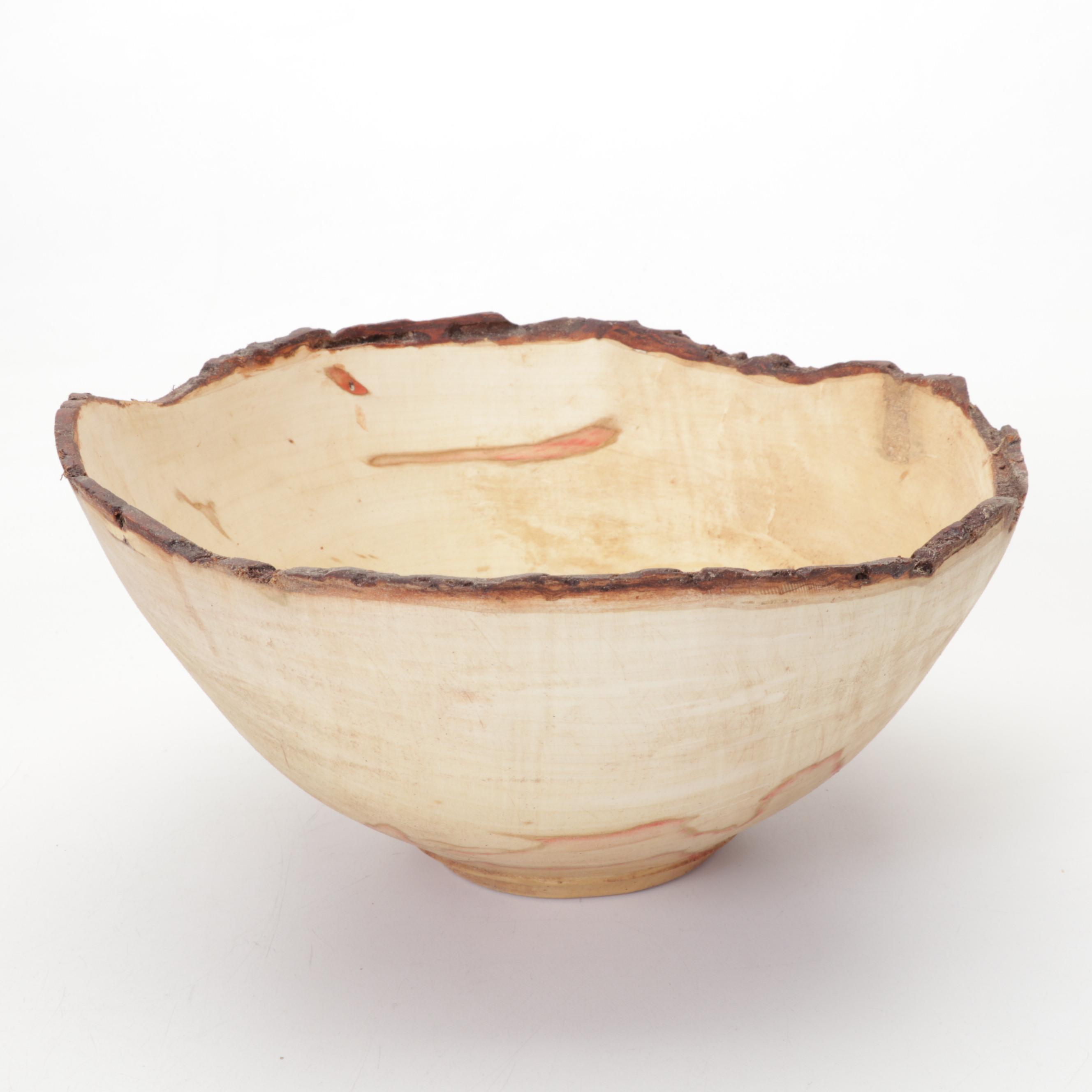 Jim Eliopulos Turned and Live Edge Box Elder Bowls and Hand-Painted Mallard Art