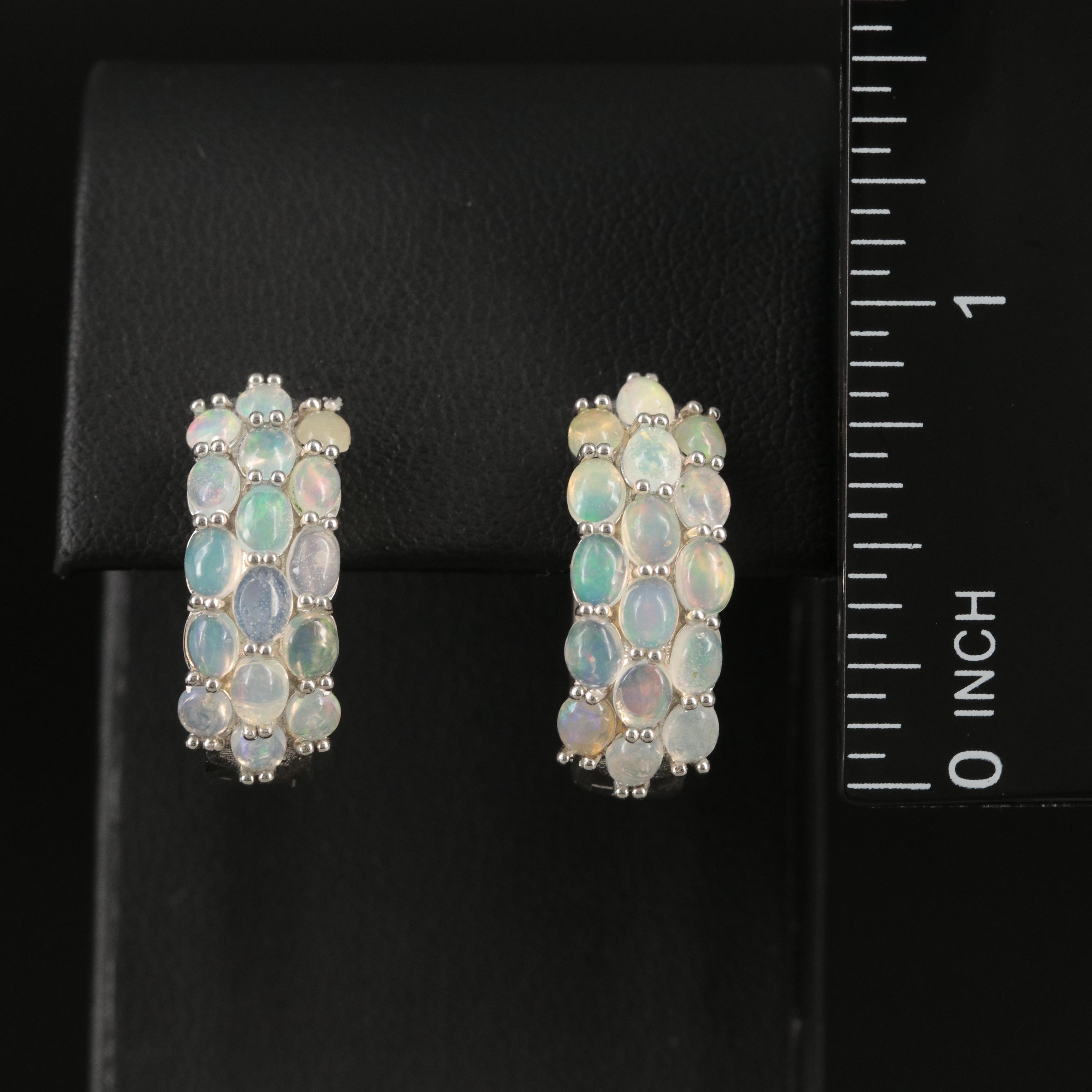 Sterling Opal Huggies