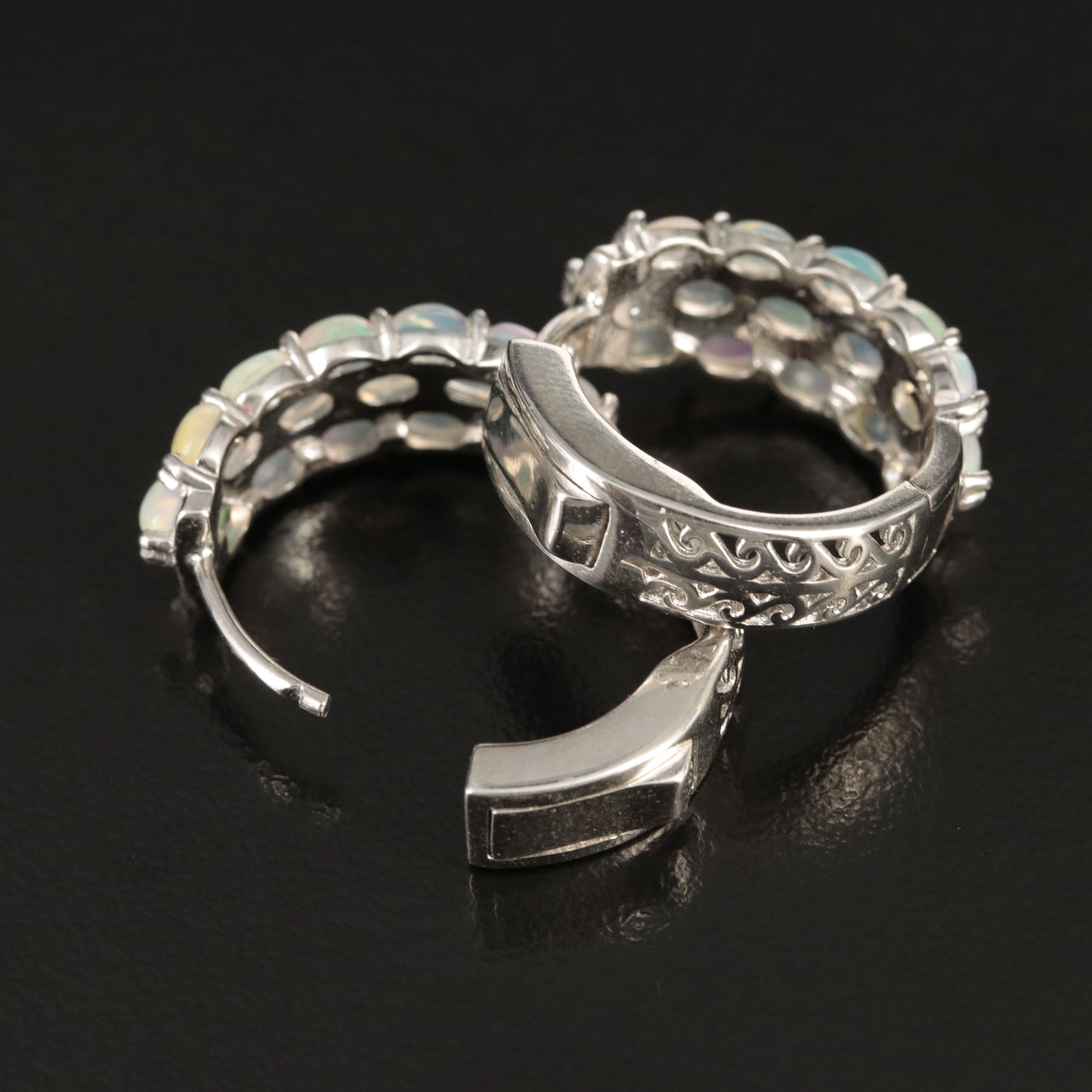 Sterling Opal Huggies