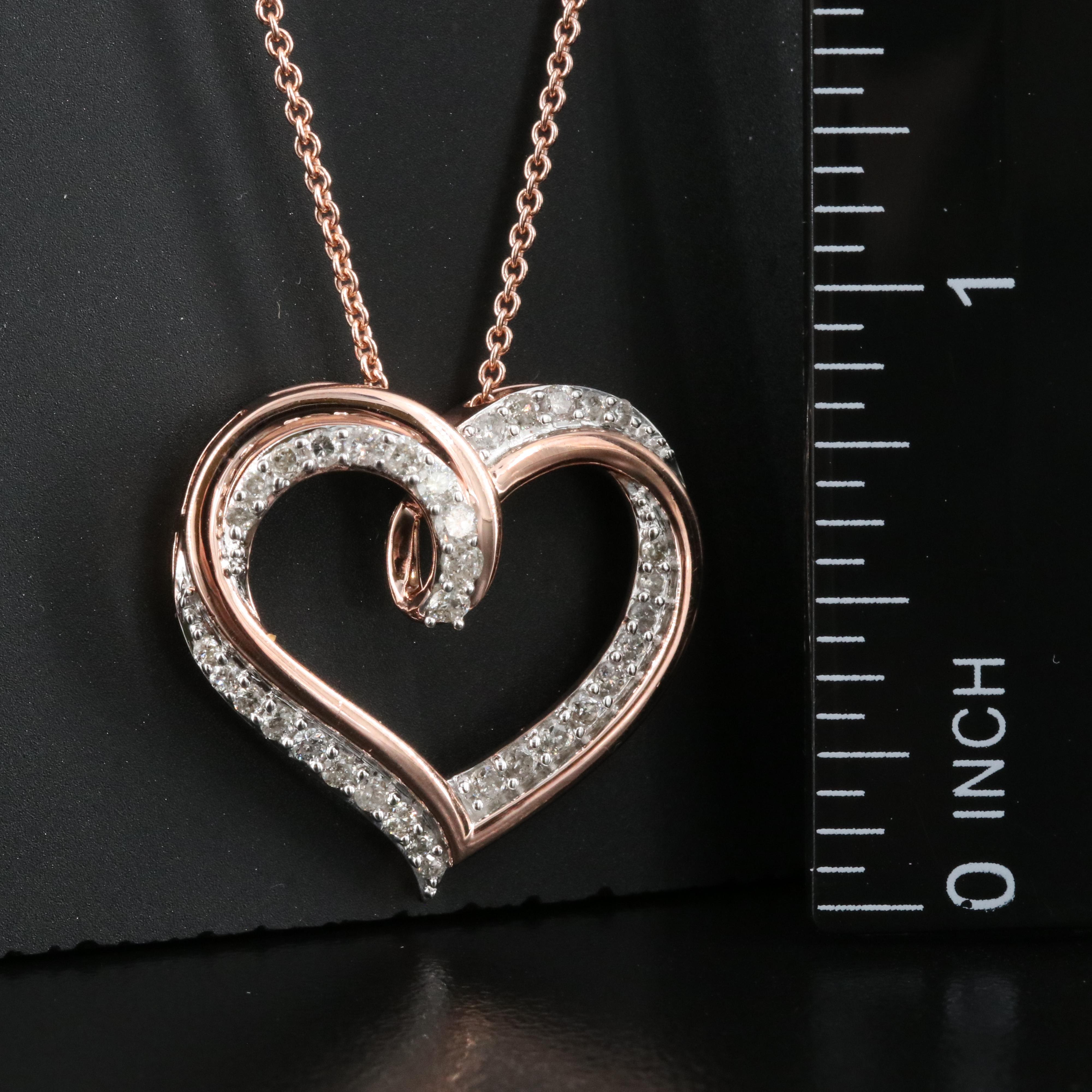 Sterling Diamond Heart Pendant Necklace