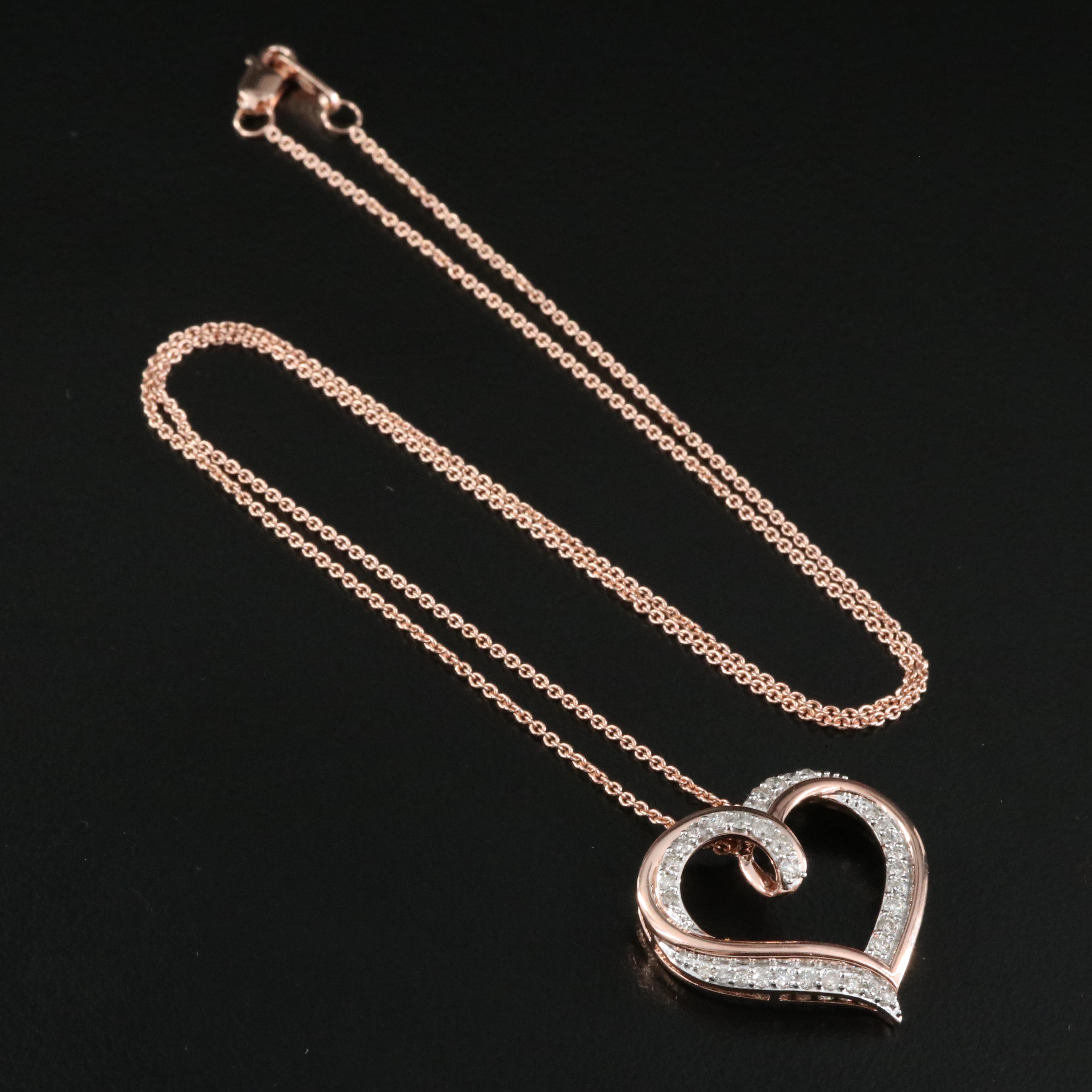 Sterling Diamond Heart Pendant Necklace