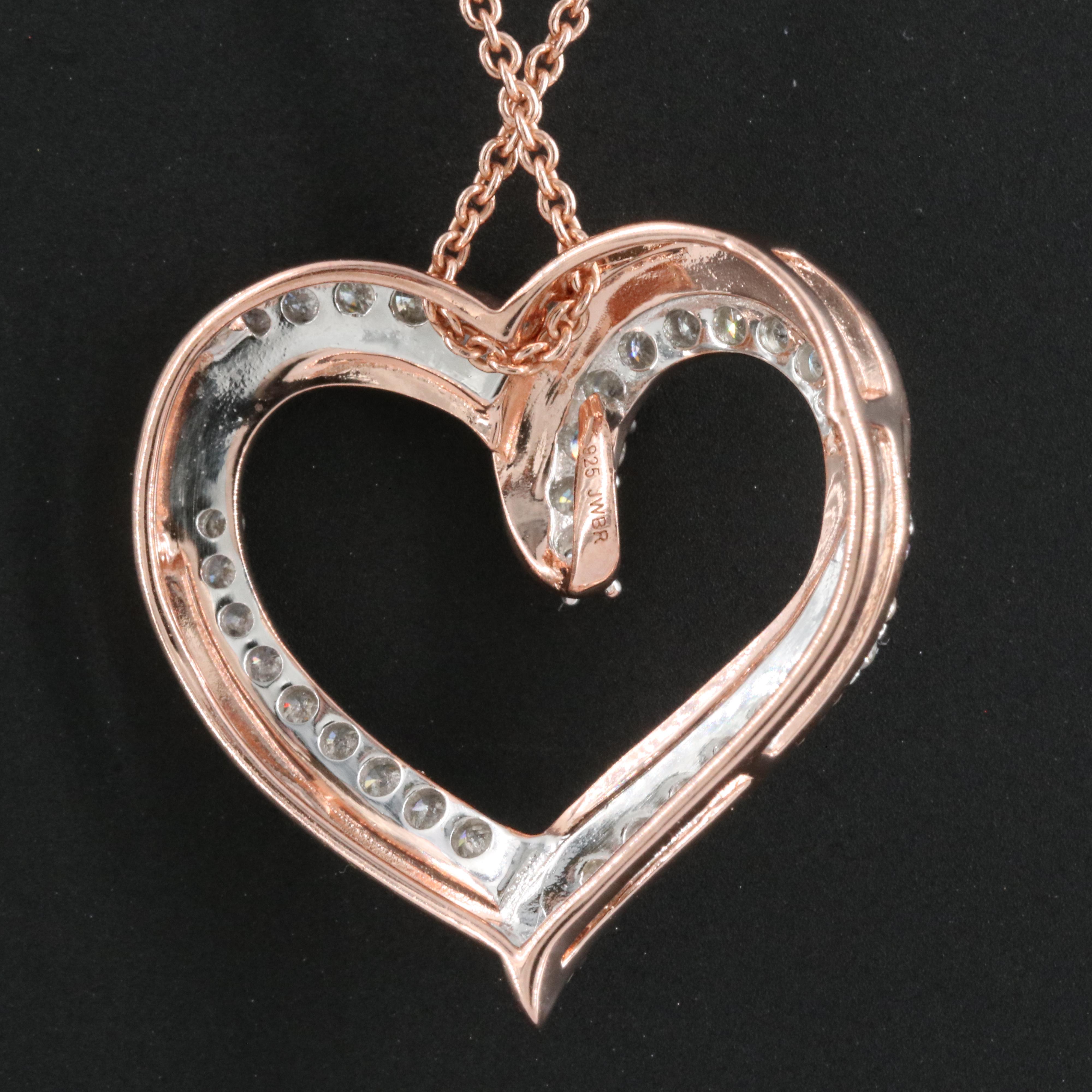 Sterling Diamond Heart Pendant Necklace