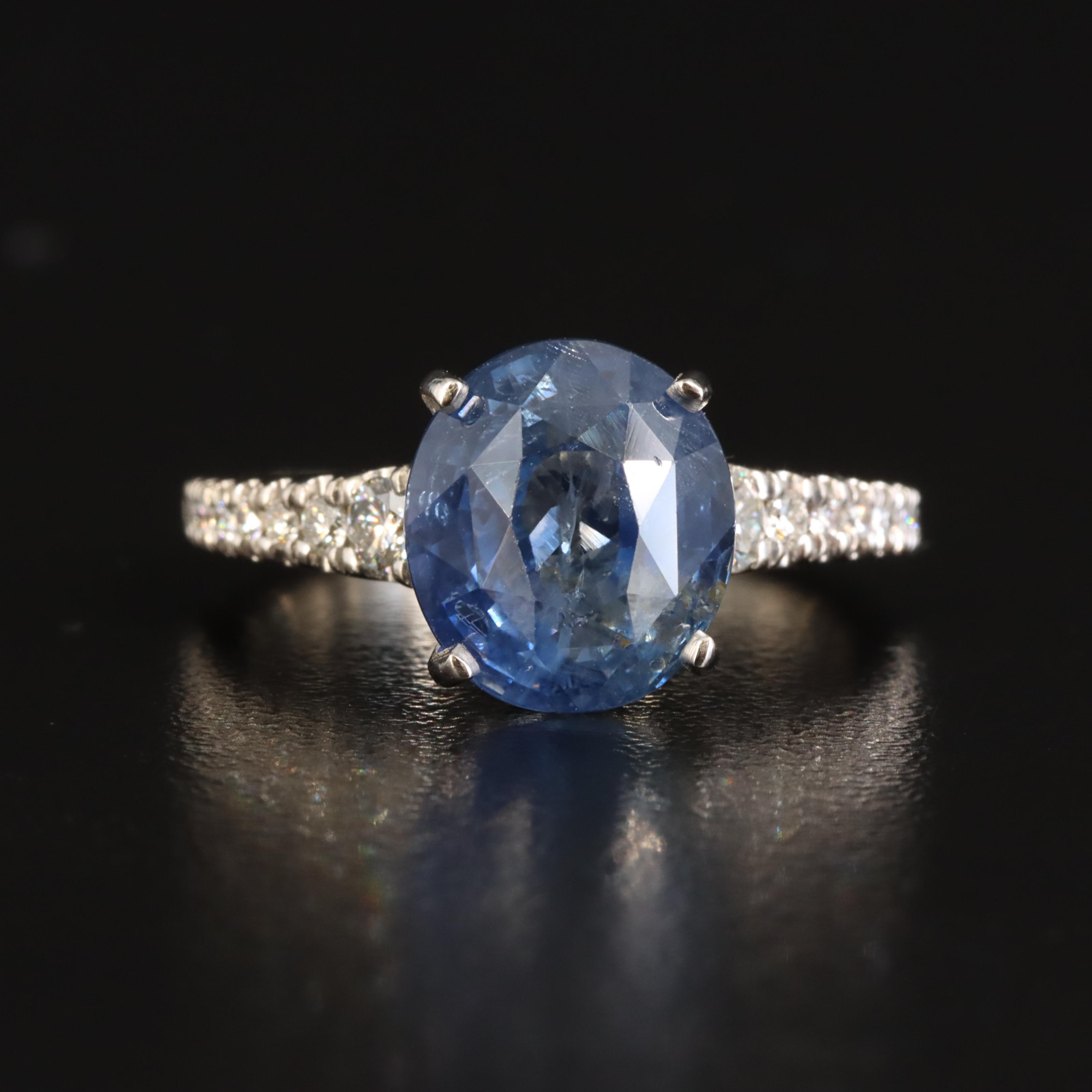 5.74 CT Unheated Ceylon Sapphire and Diamond Ring with GIA Report