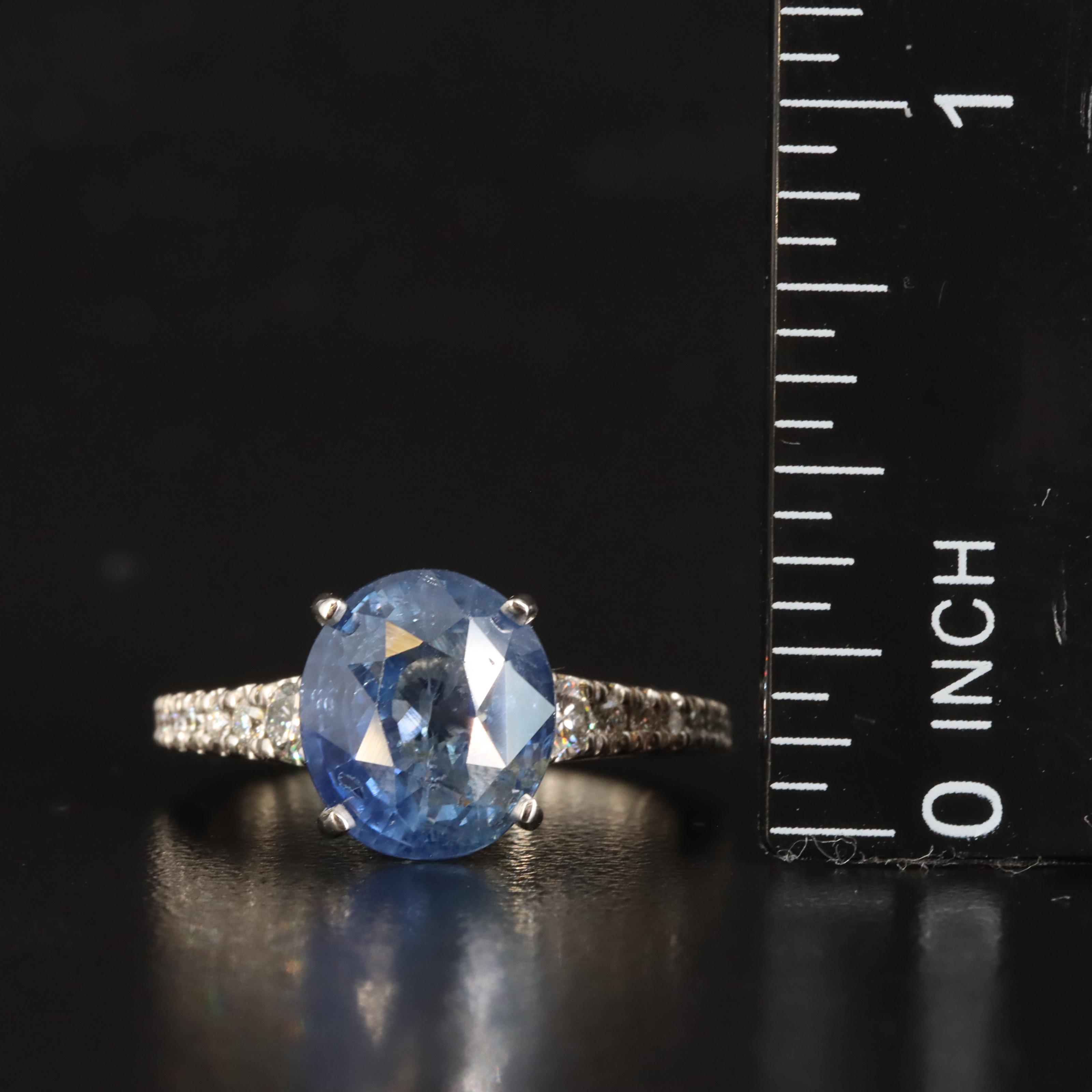 5.74 CT Unheated Ceylon Sapphire and Diamond Ring with GIA Report