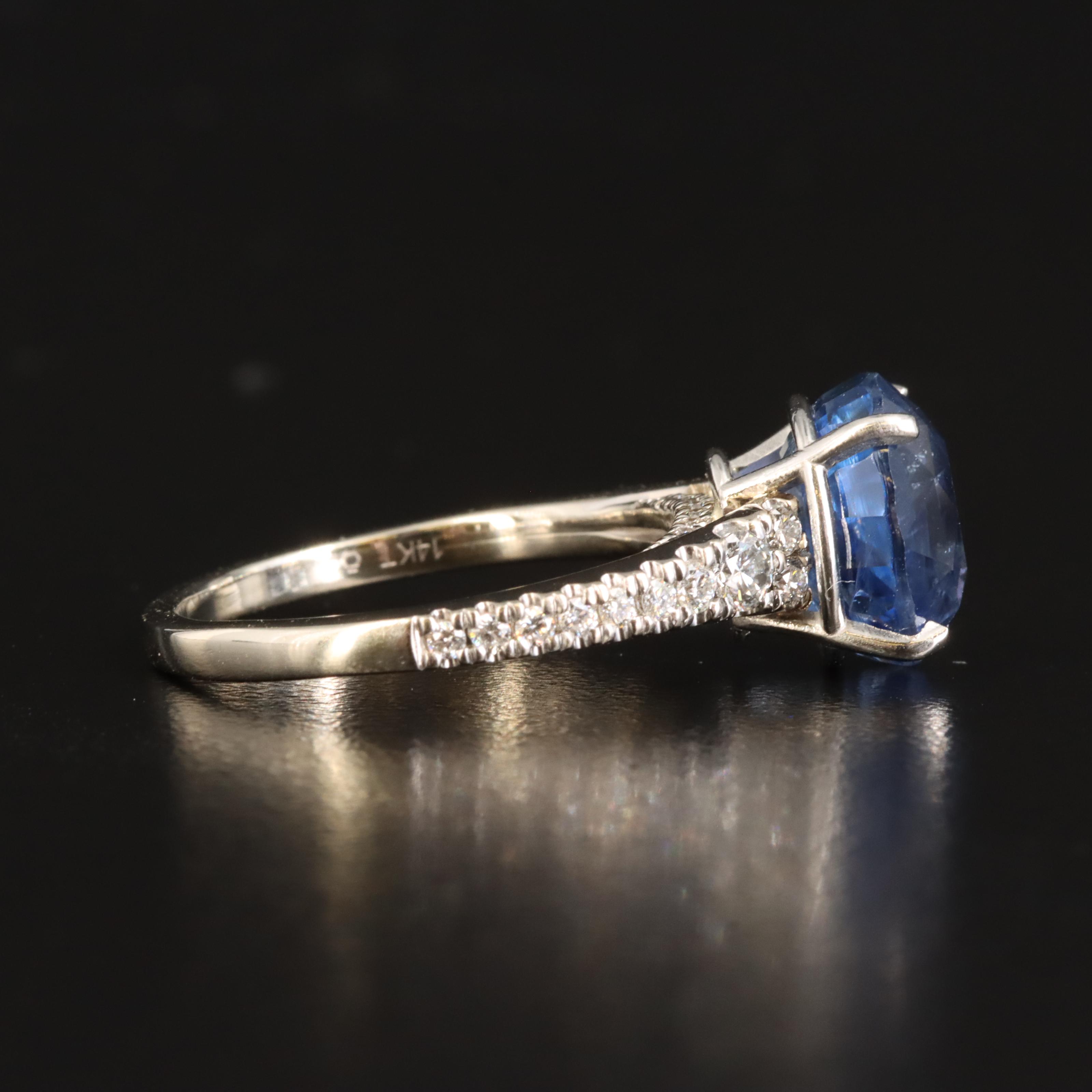 5.74 CT Unheated Ceylon Sapphire and Diamond Ring with GIA Report