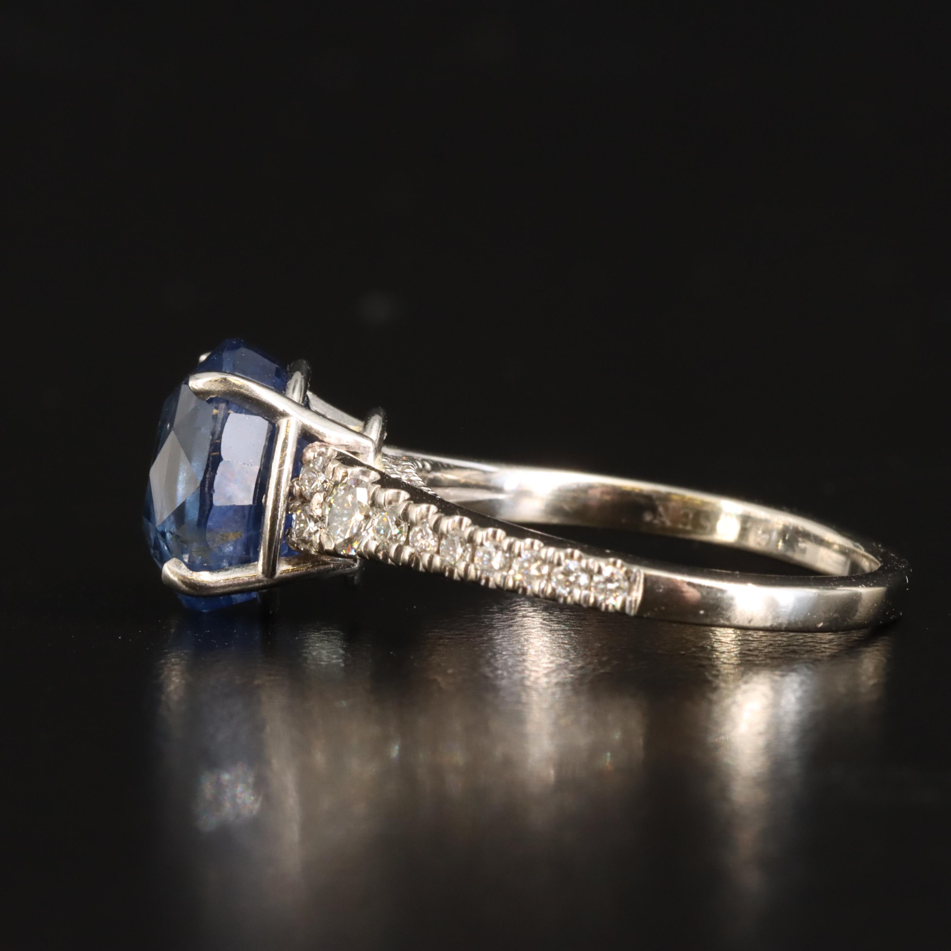 5.74 CT Unheated Ceylon Sapphire and Diamond Ring with GIA Report
