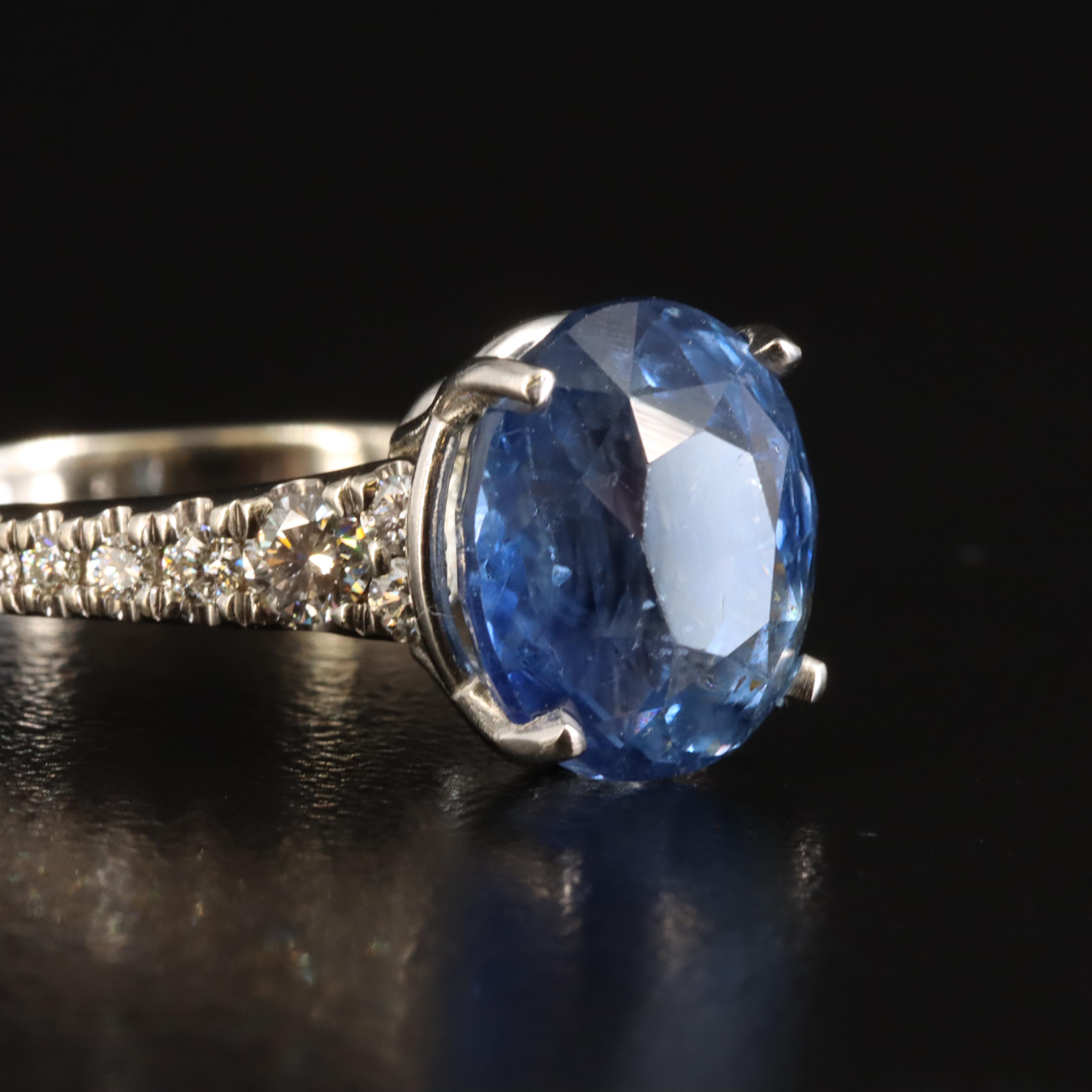5.74 CT Unheated Ceylon Sapphire and Diamond Ring with GIA Report