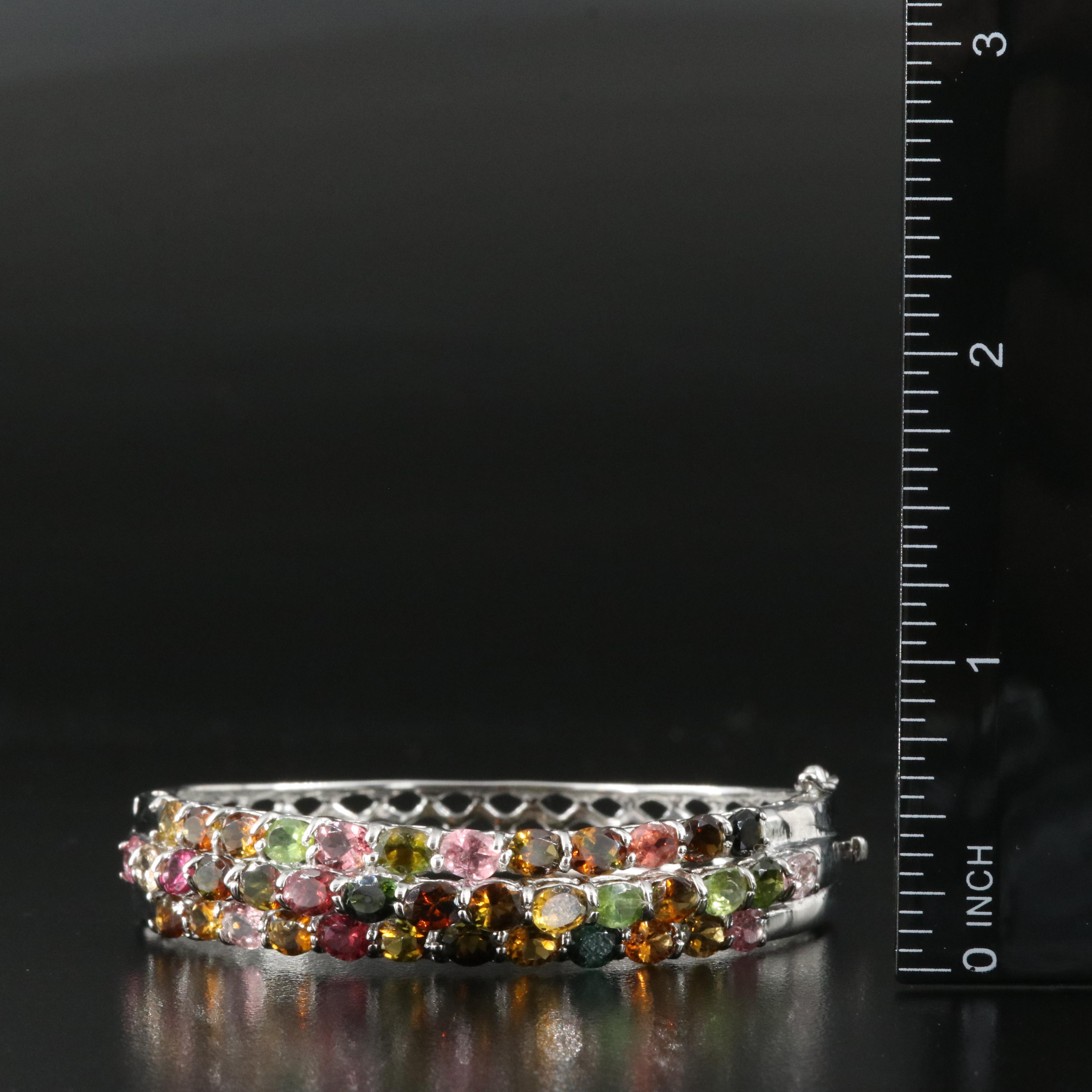 Sterling Tourmaline Hinged Bangle