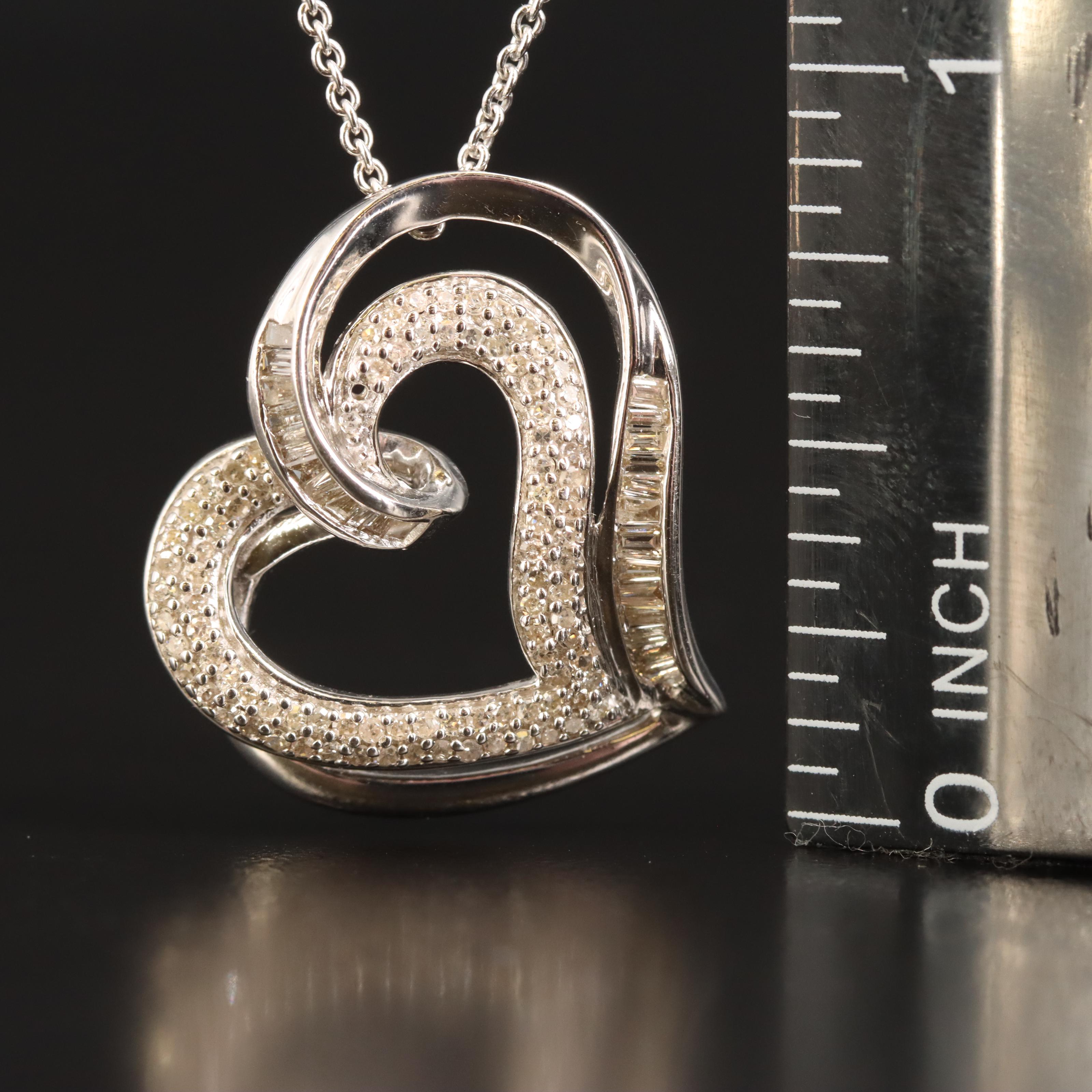 Sterling Diamond Heart Pendant Necklace