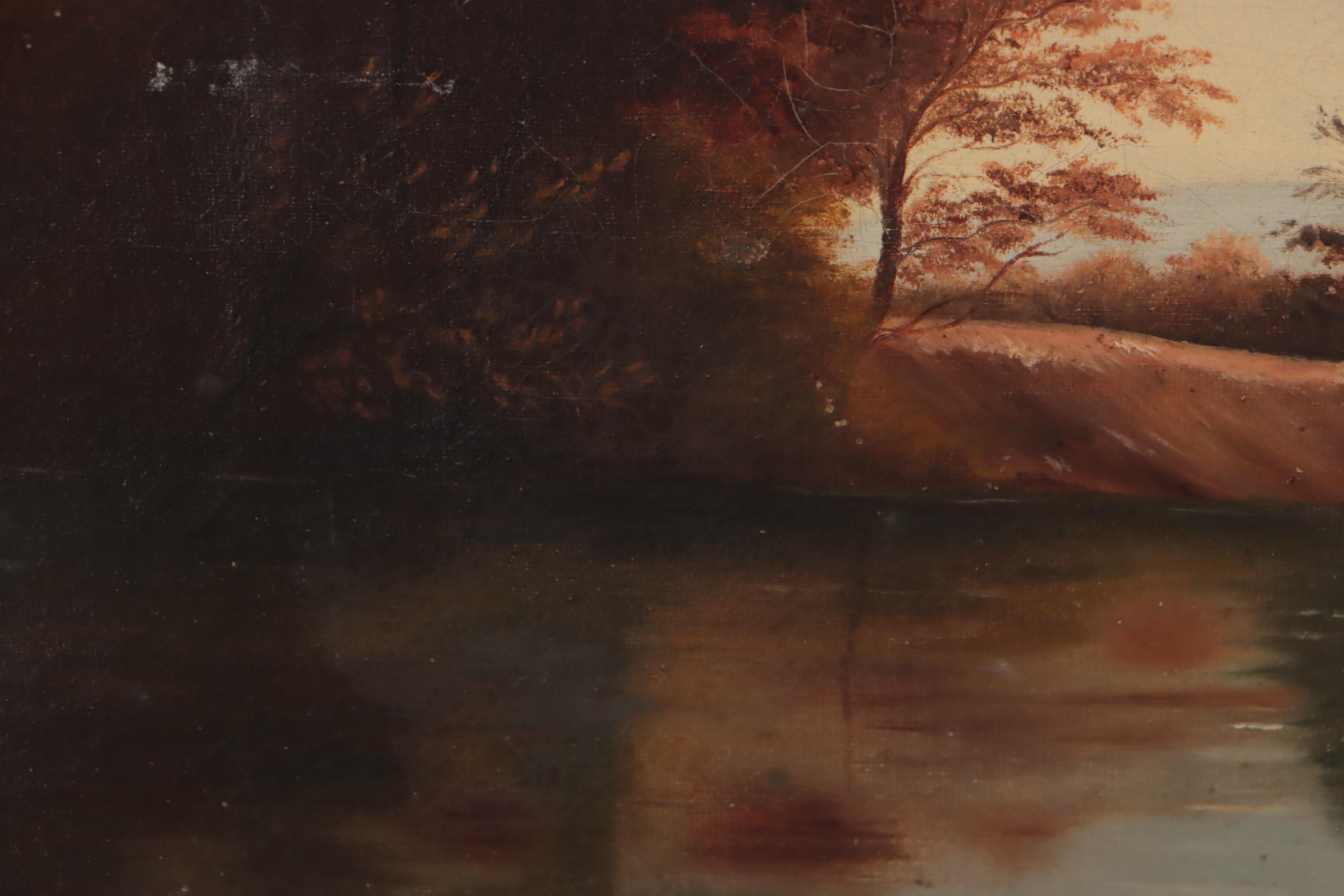 Hudson River School Landscape Oil Painting, Late 19th Century