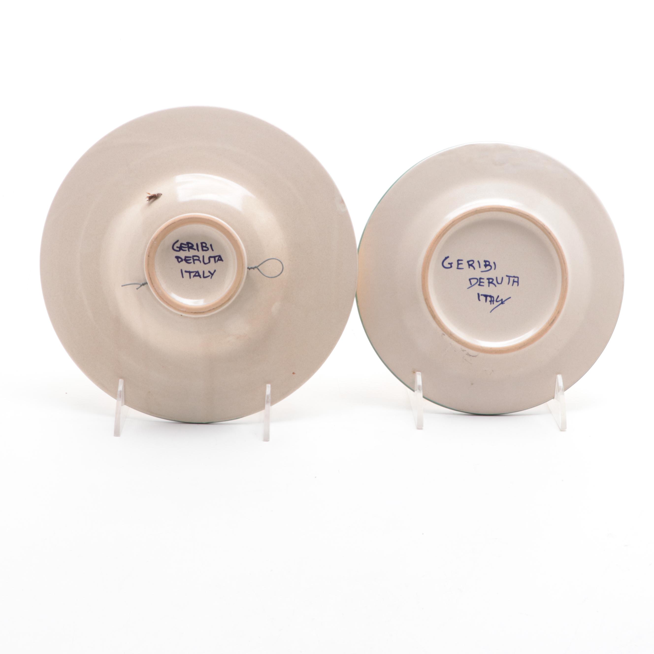 Two Geribi of Deruta Italian Majolica Earthenware Plates