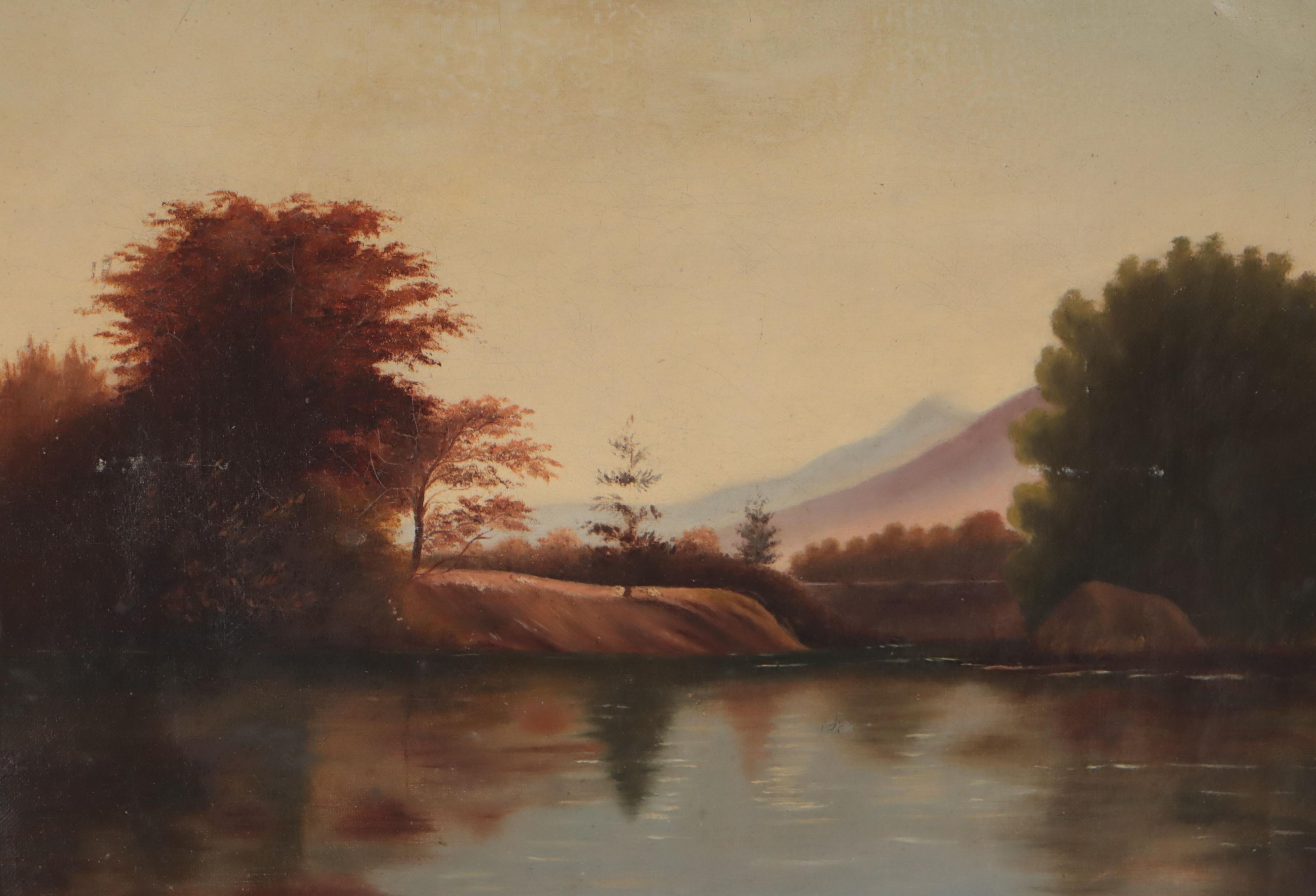 Hudson River School Landscape Oil Painting, Late 19th Century