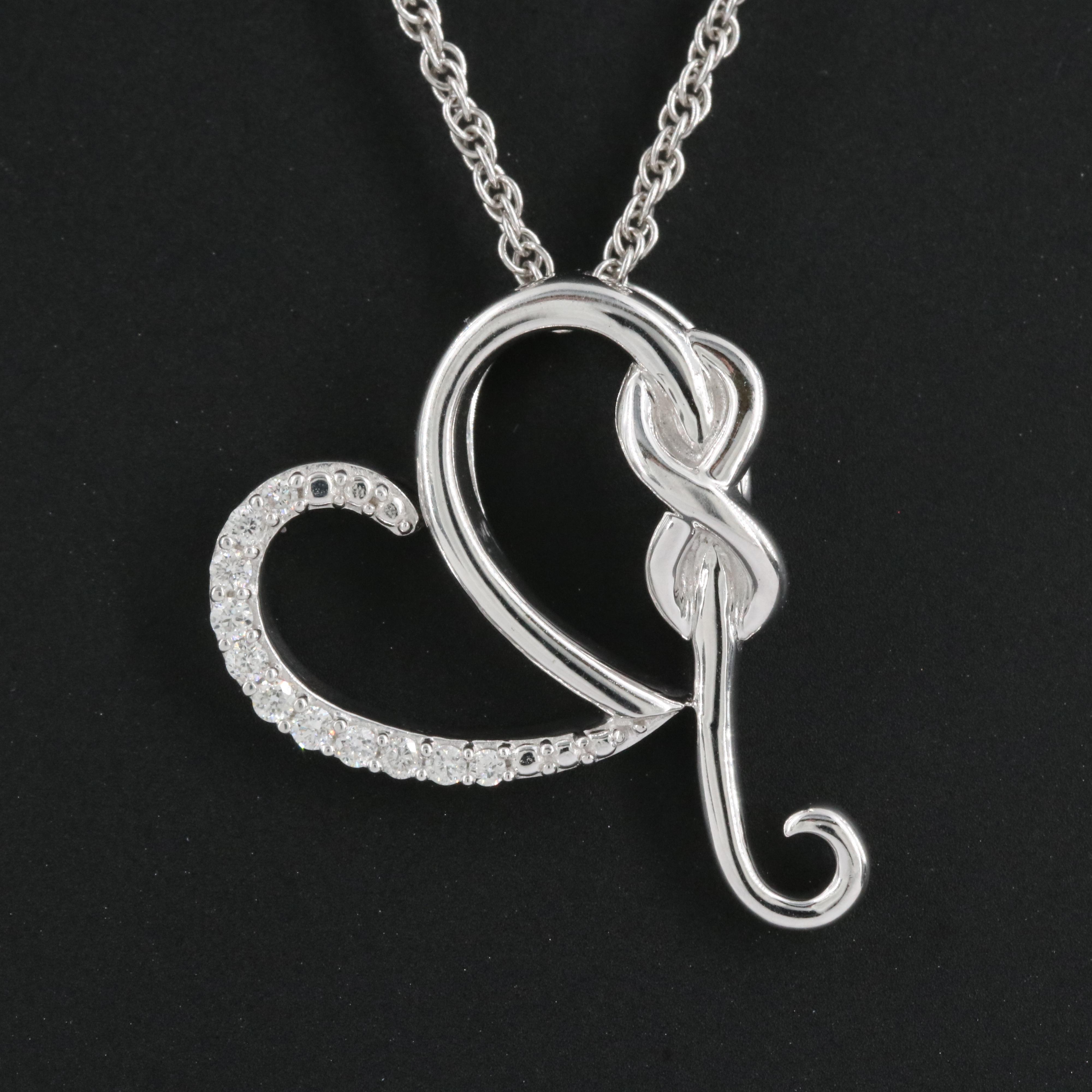 Sterling Diamond Infinity Heart Pendant Necklace
