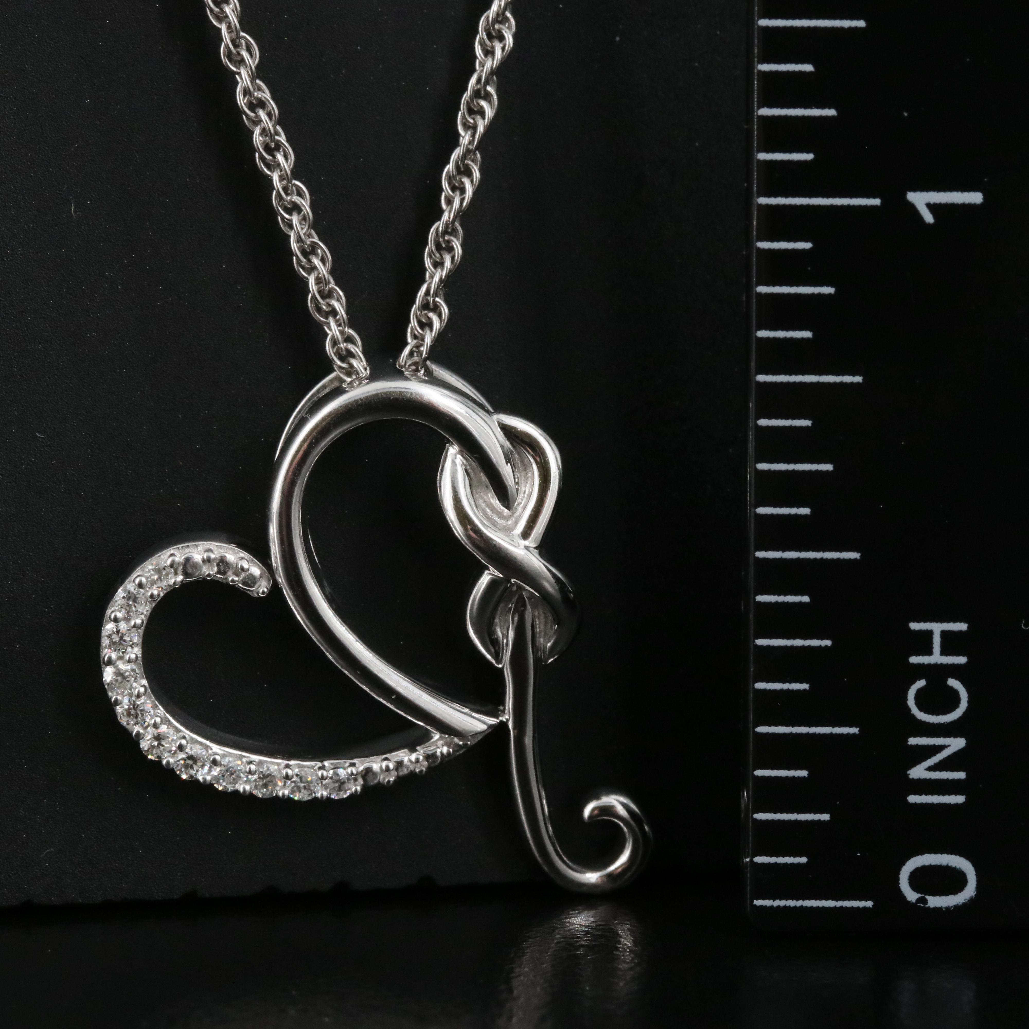 Sterling Diamond Infinity Heart Pendant Necklace