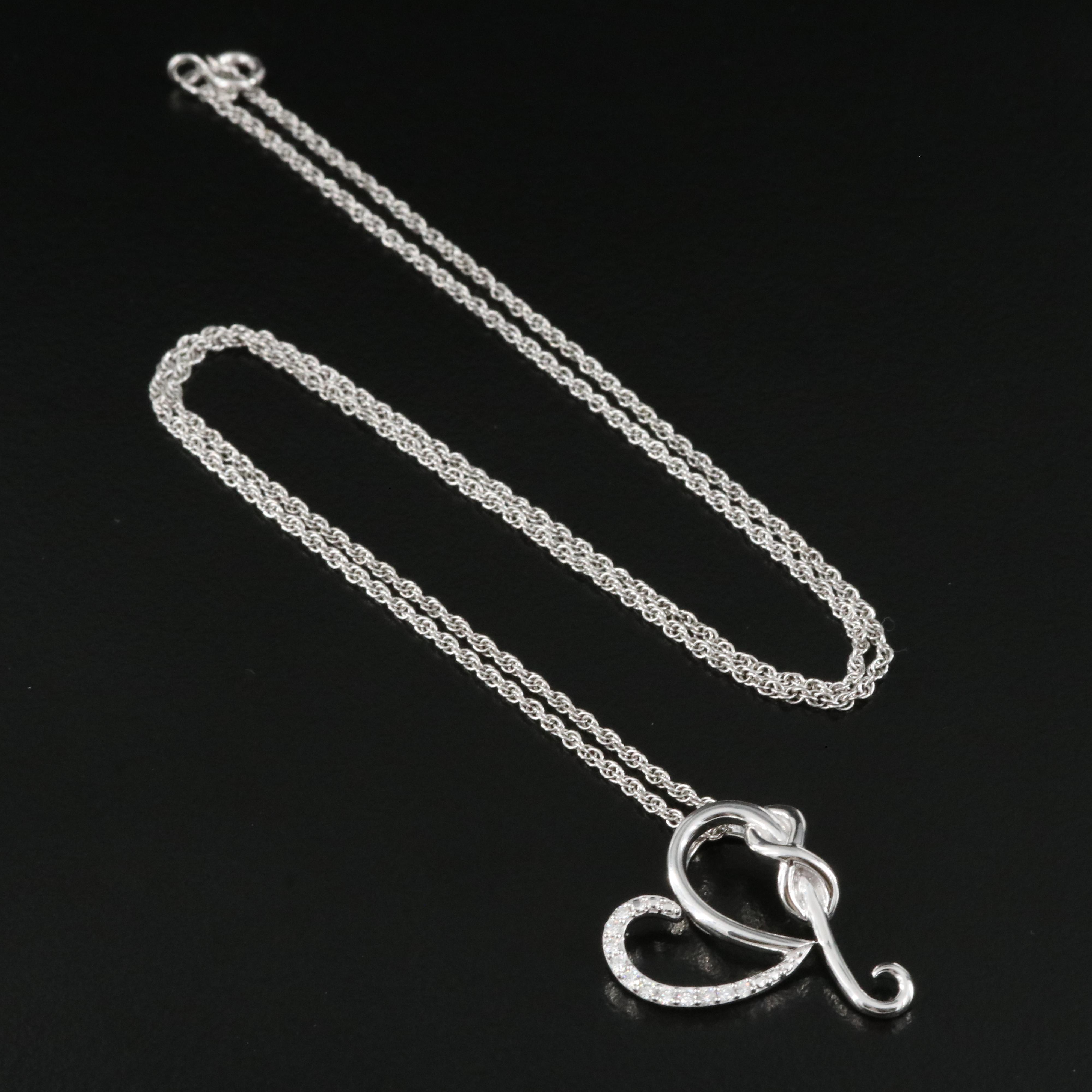 Sterling Diamond Infinity Heart Pendant Necklace