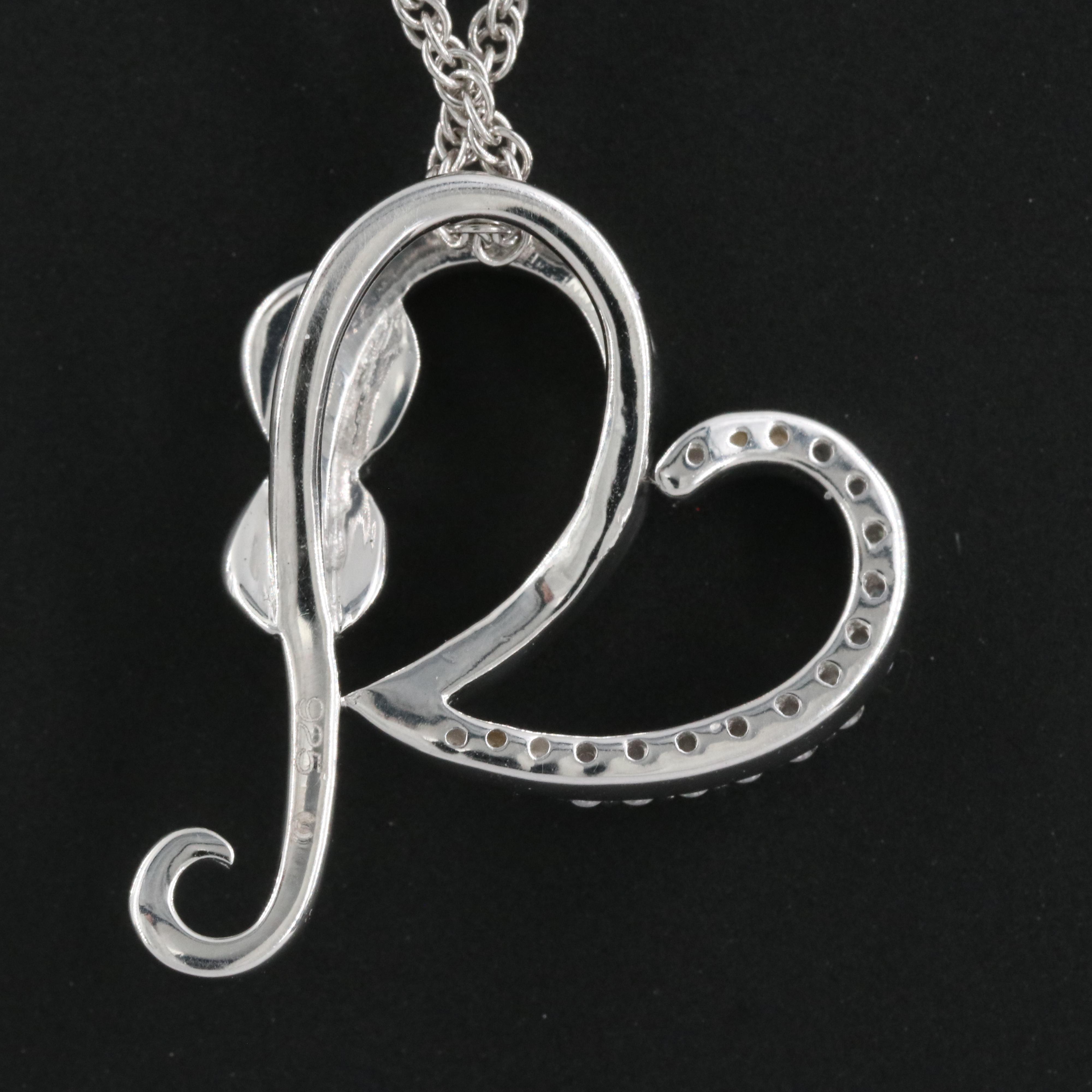 Sterling Diamond Infinity Heart Pendant Necklace