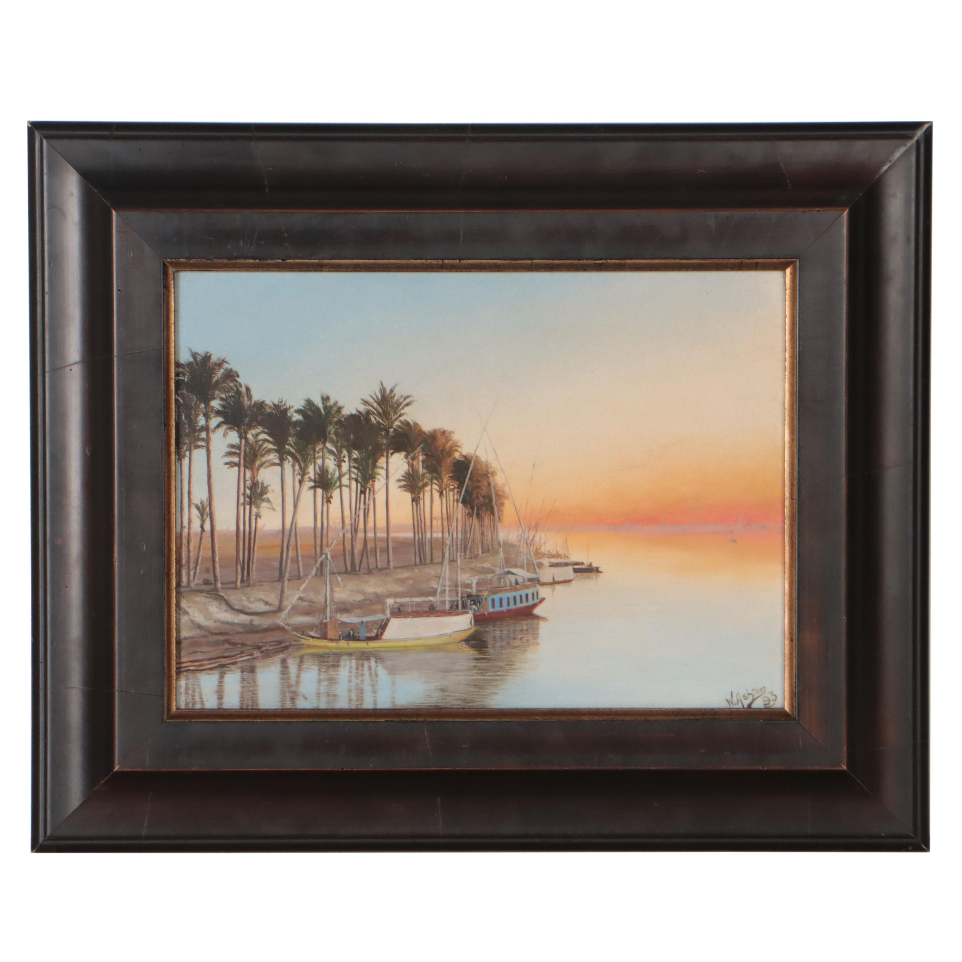 W. Ashton Southern Coastal Landscape Oil Painting, 1993