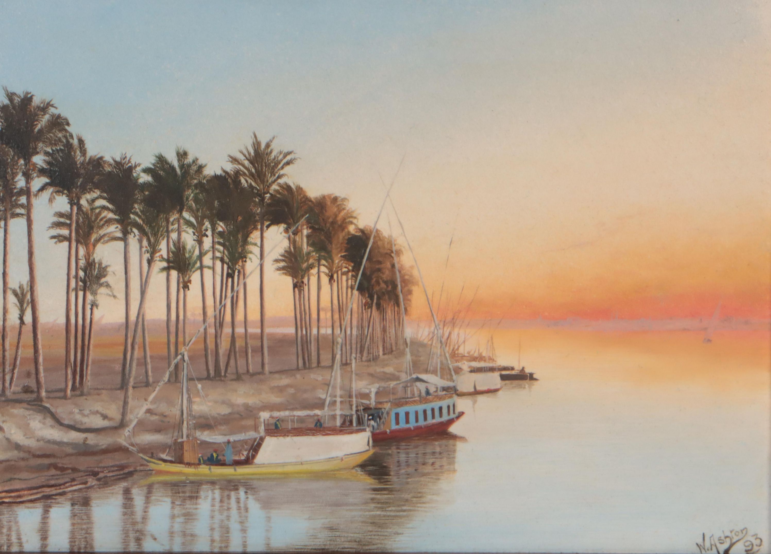 W. Ashton Southern Coastal Landscape Oil Painting, 1993