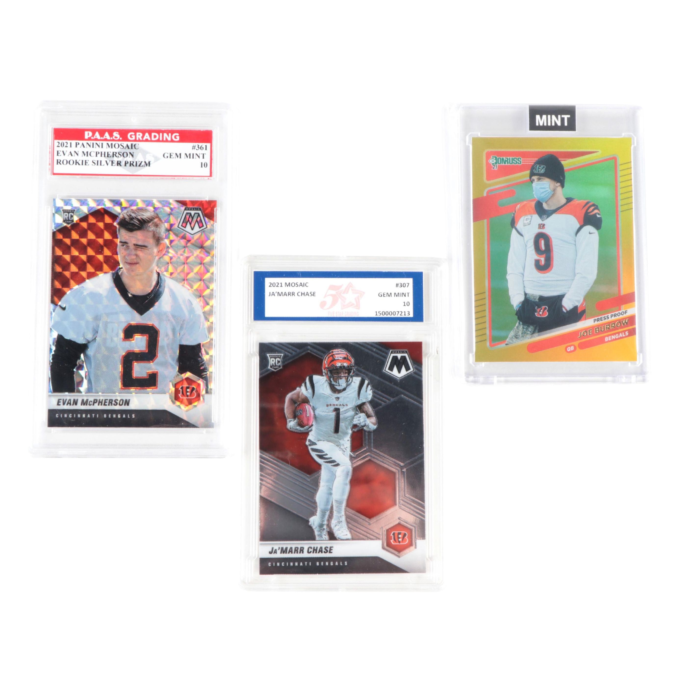 2021 Panini, Other Slabbed Football Cards With Rookie Chase, Burrow, McPherson