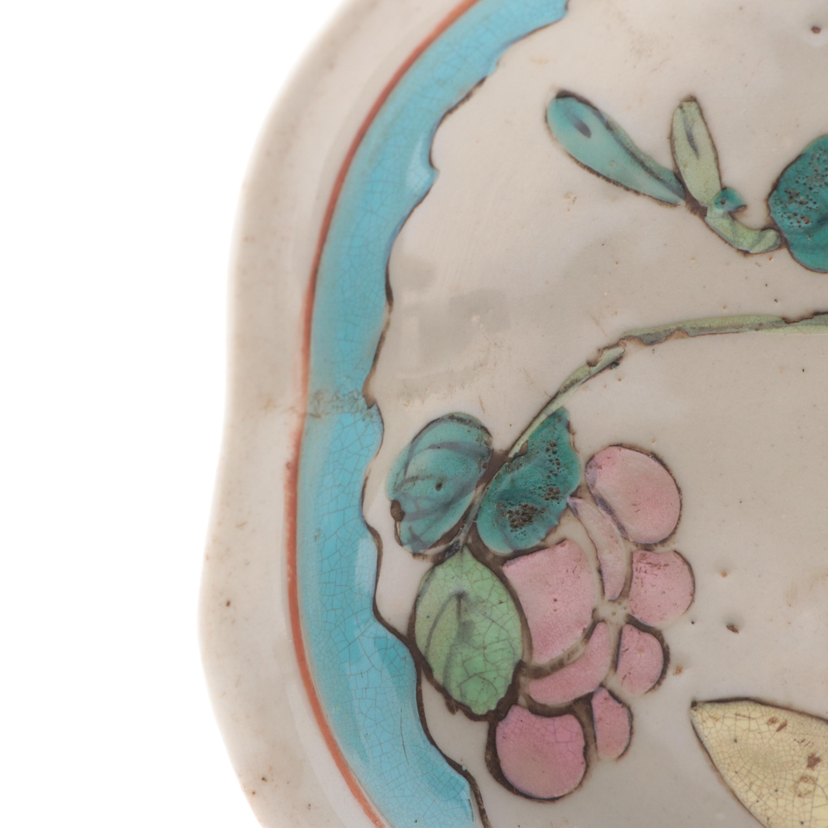 Chinese Lobed Footed Dish with Glazed Decoration