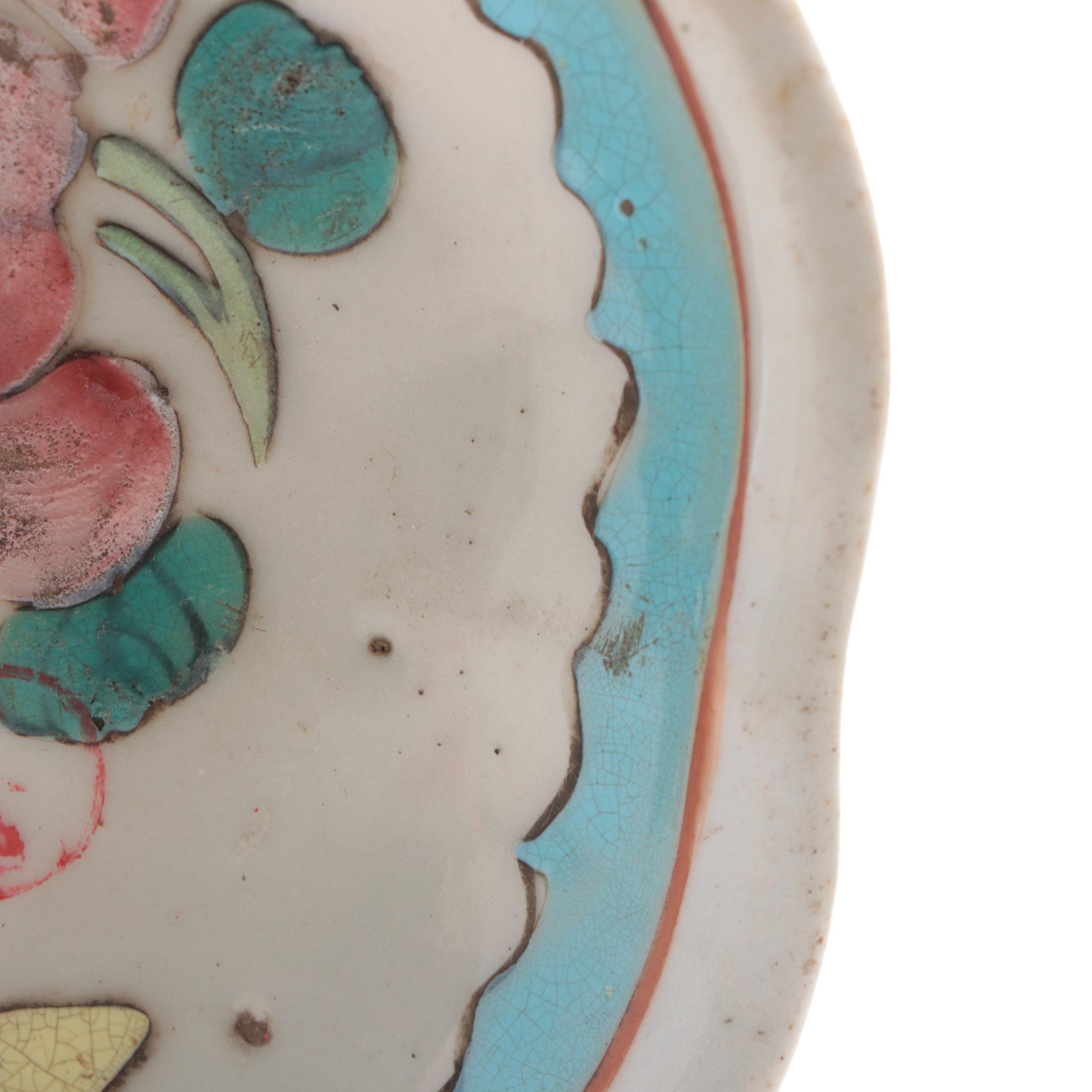 Chinese Lobed Footed Dish with Glazed Decoration