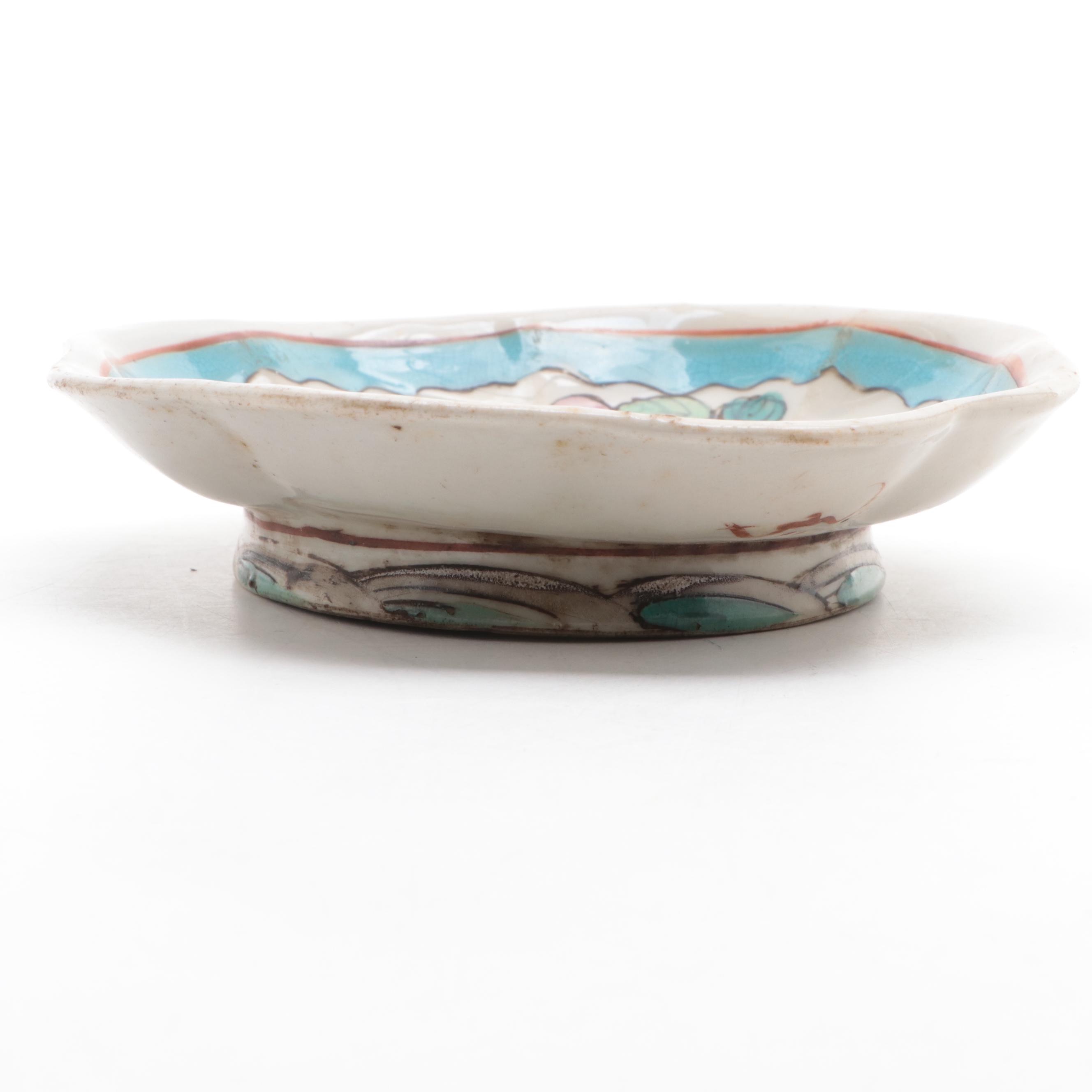 Chinese Lobed Footed Dish with Glazed Decoration