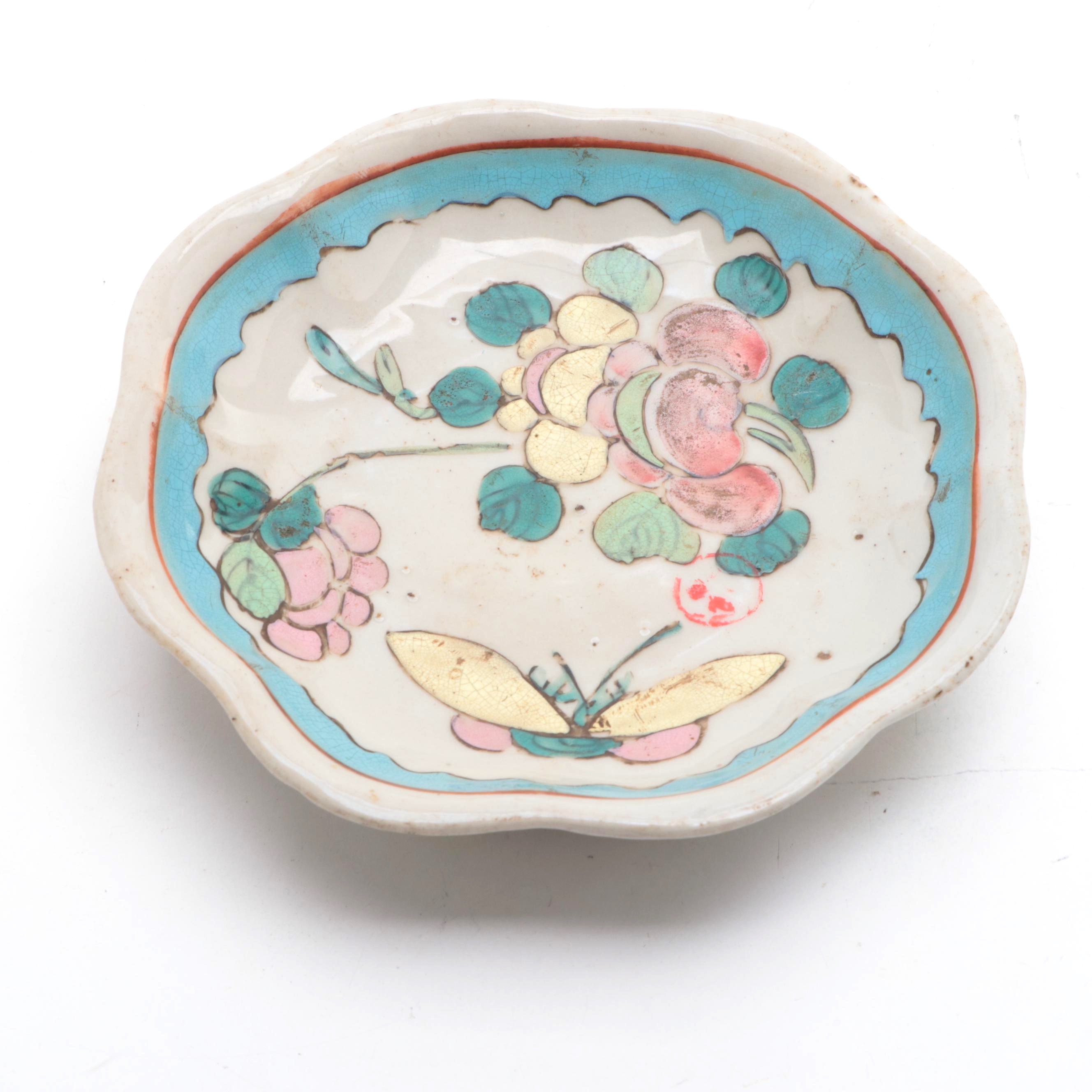 Chinese Lobed Footed Dish with Glazed Decoration