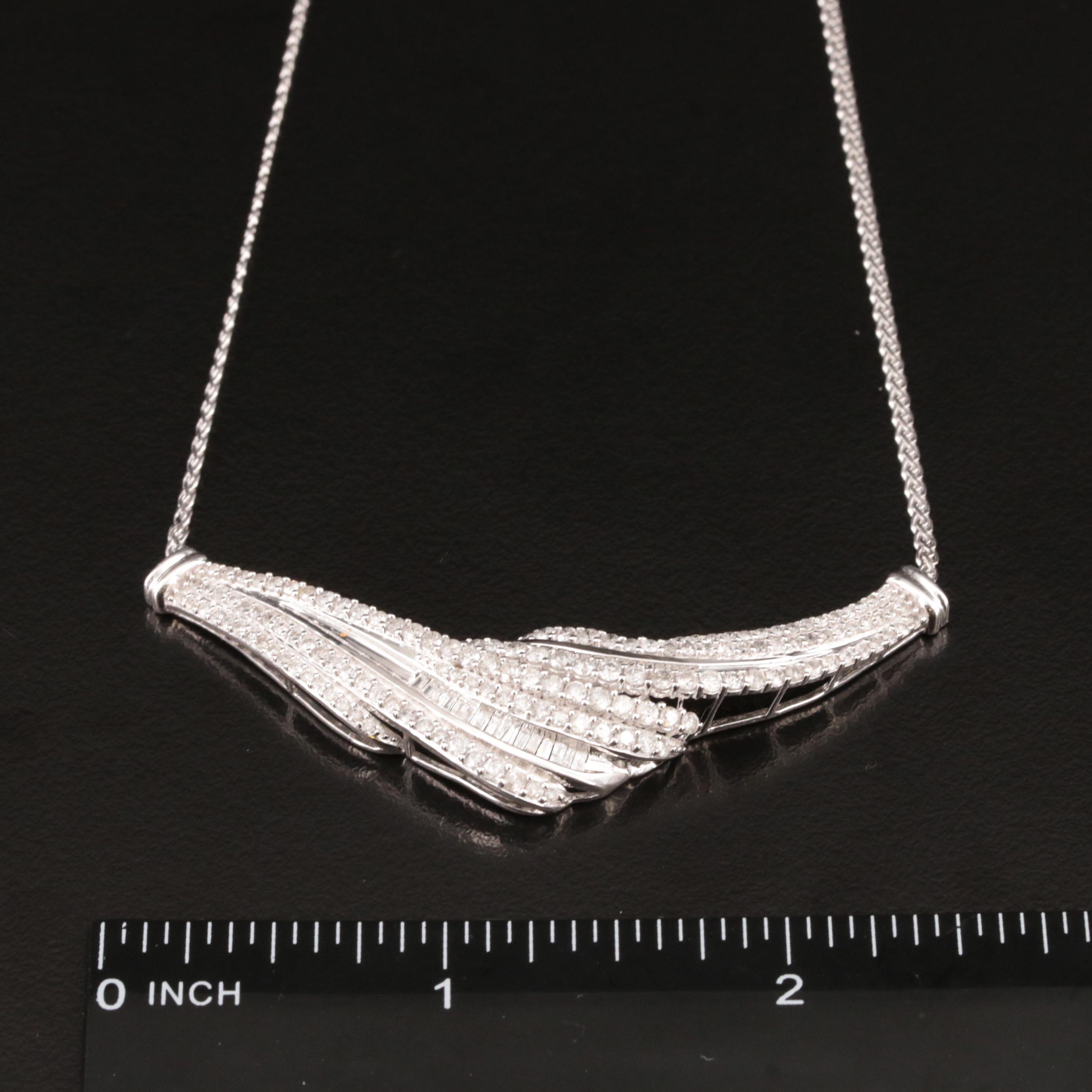 Sterling 2.04 CTW Diamond Chevron Necklace