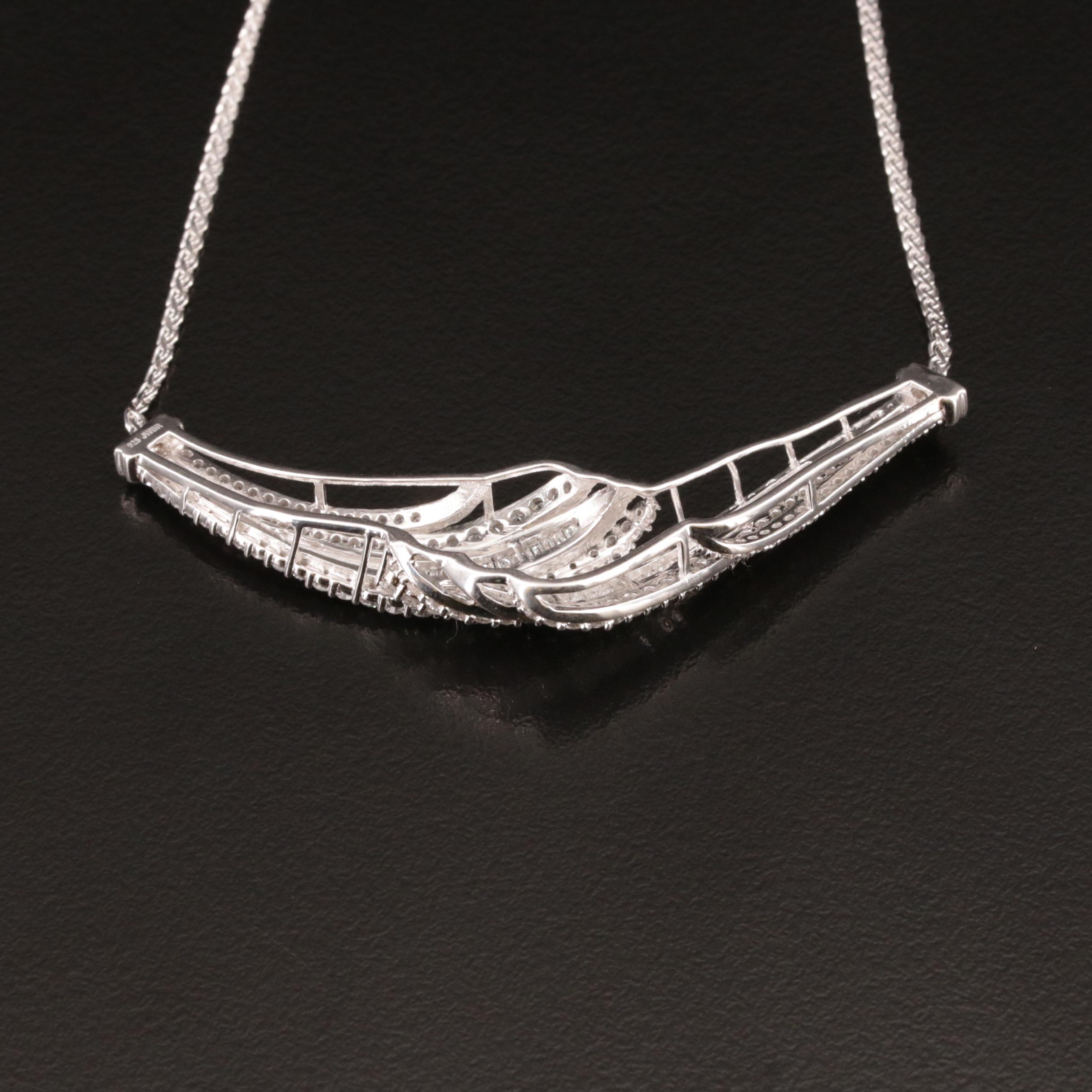 Sterling 2.04 CTW Diamond Chevron Necklace