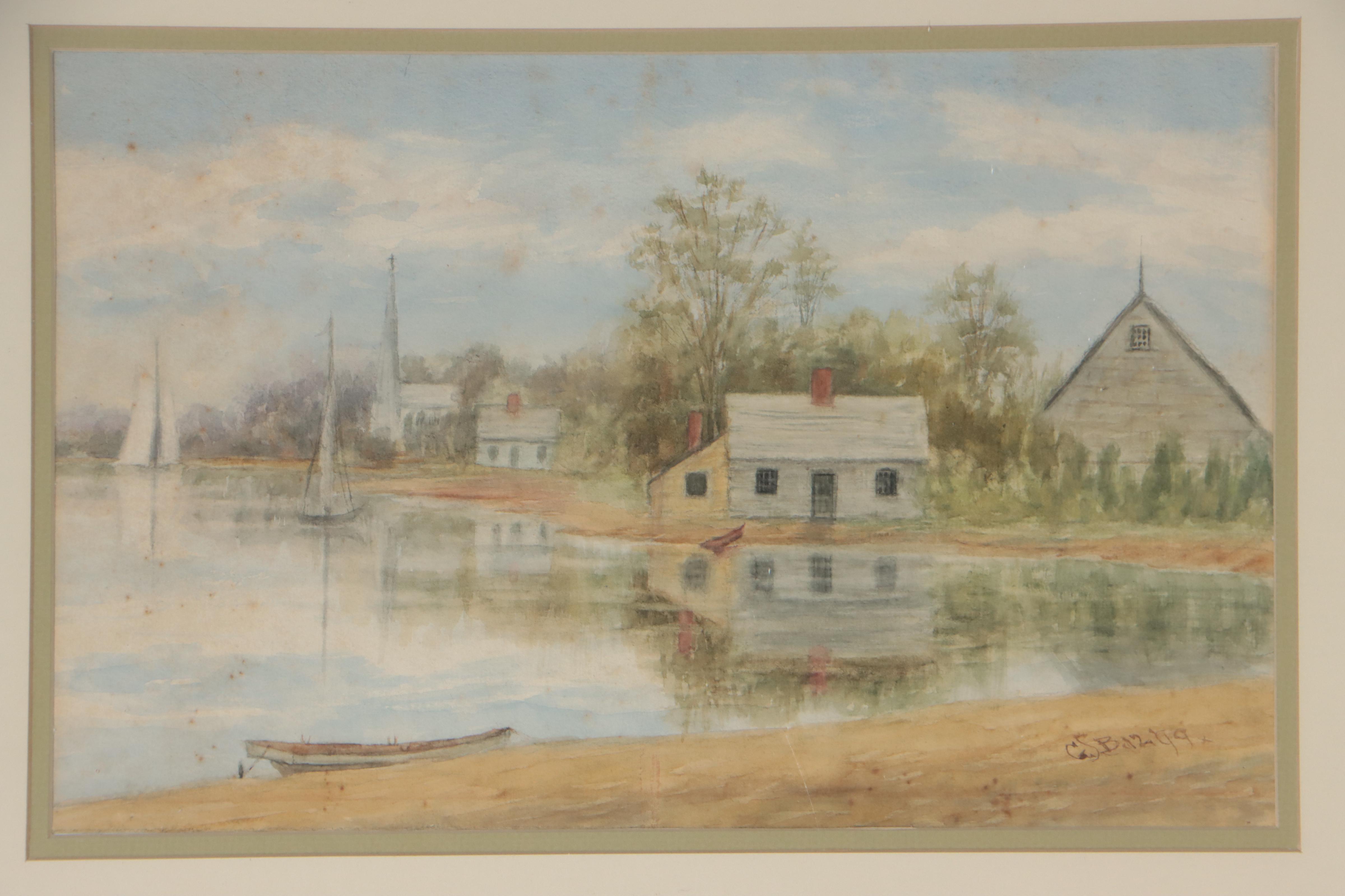 Watercolor Painting of Harbor Scene, 1899