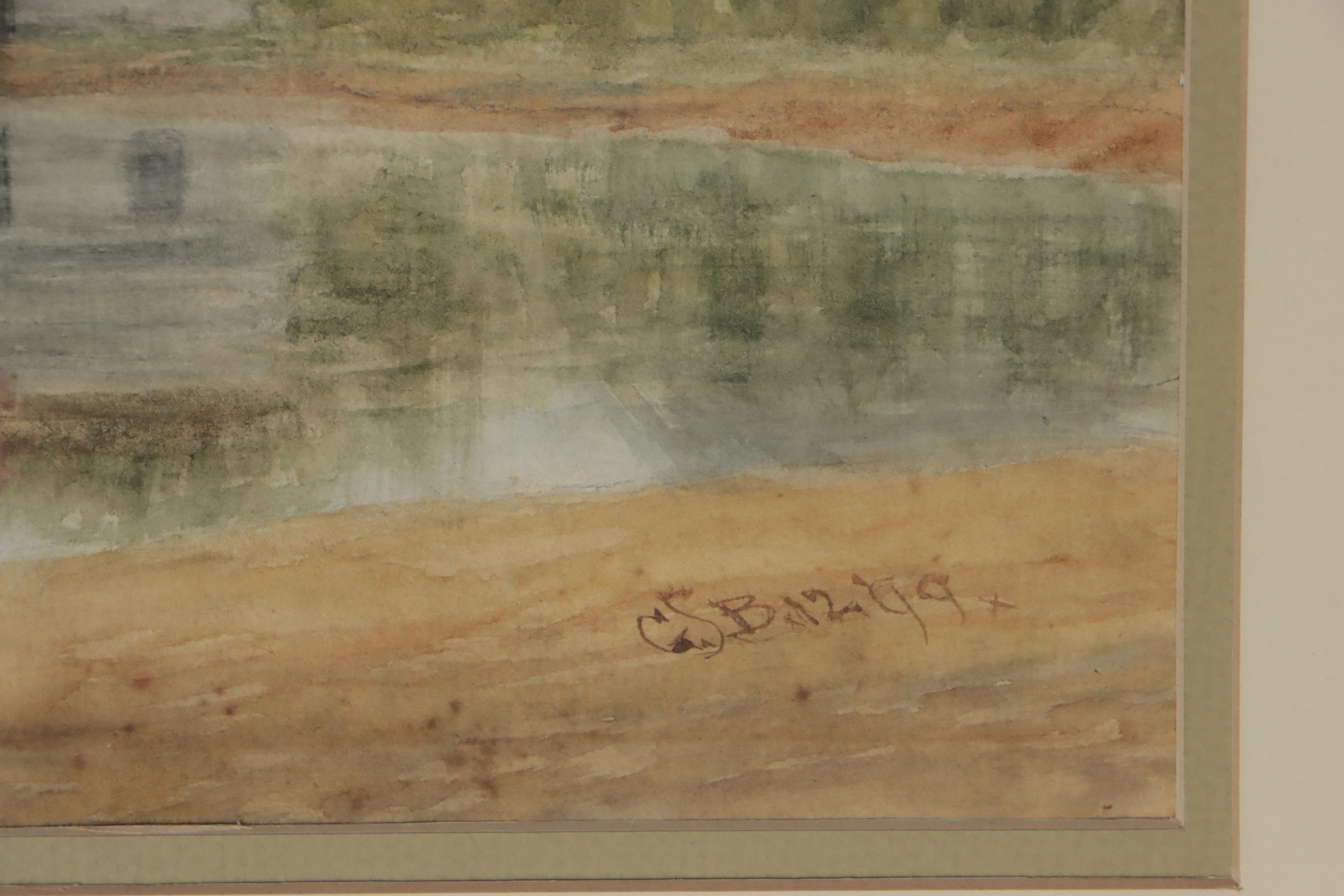 Watercolor Painting of Harbor Scene, 1899