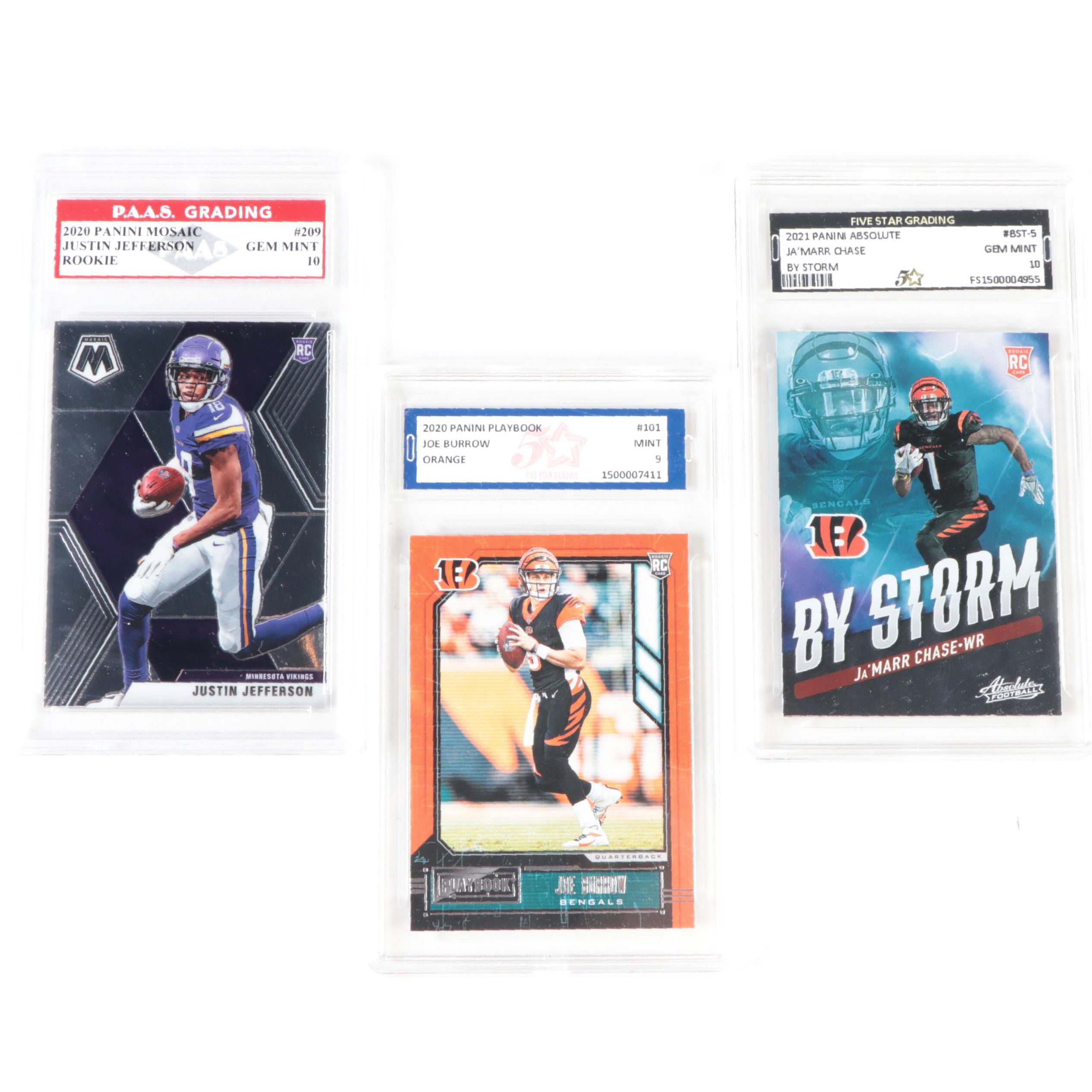 Panini Slabbed Football Rookie Cards With Burrow, Chase, Jefferson, 2020–2021