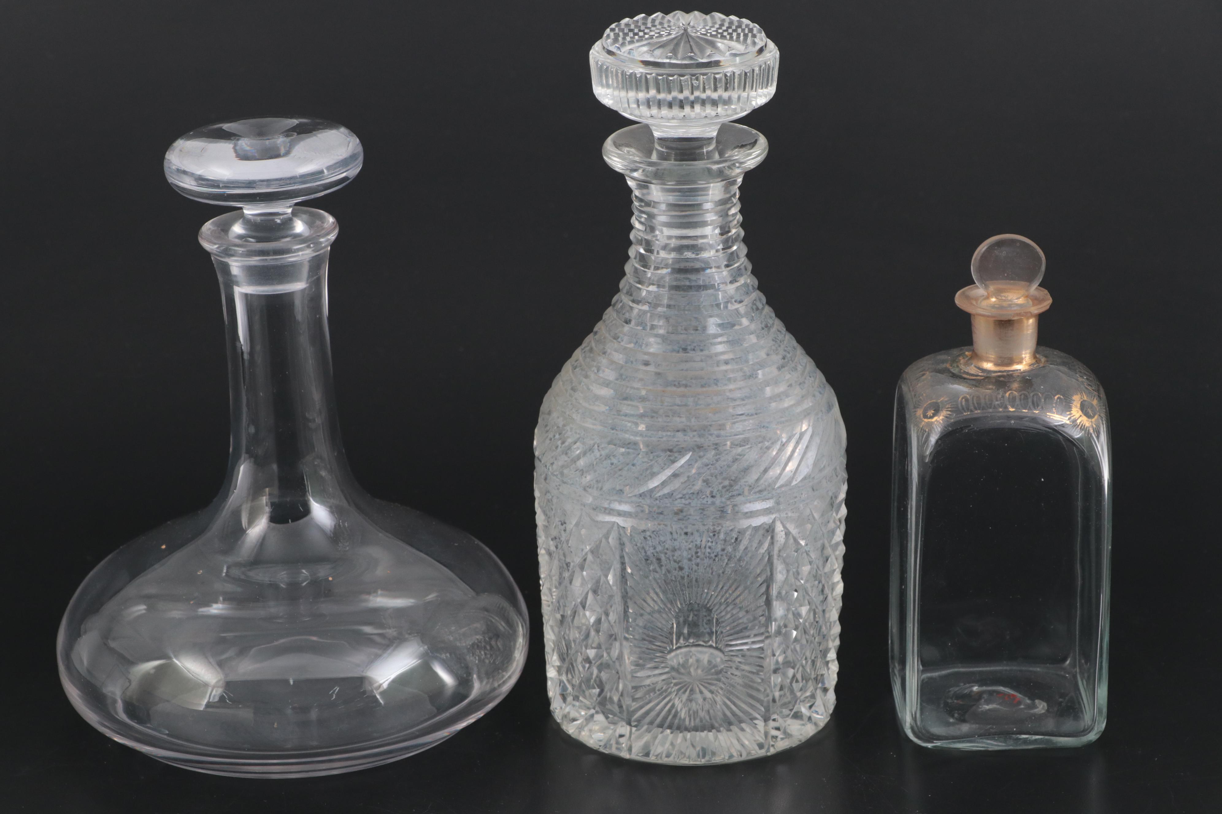 Baccarat "Embassy" and Other Crystal and Glass Decanters and Vanity Bottle