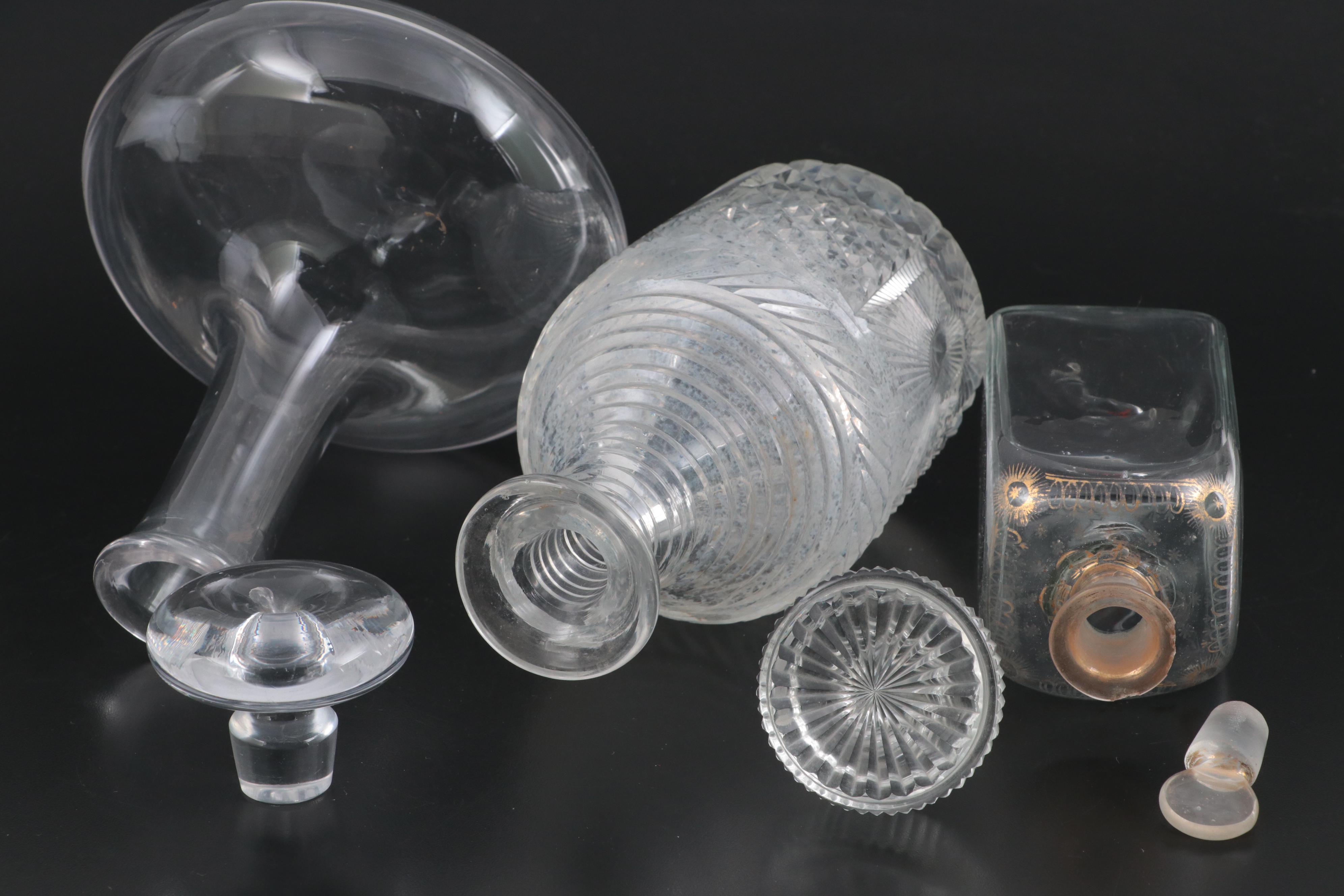 Baccarat "Embassy" and Other Crystal and Glass Decanters and Vanity Bottle