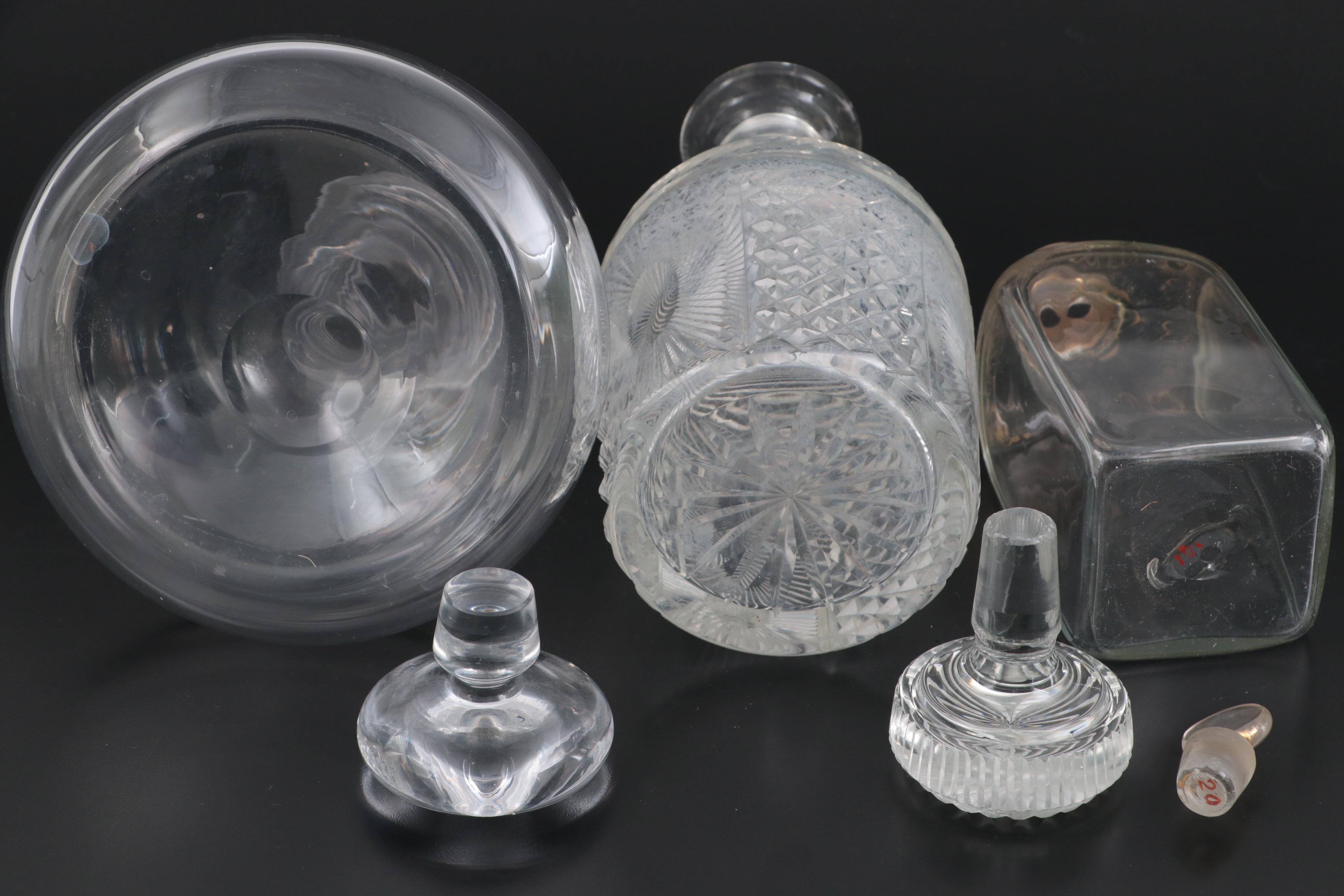 Baccarat "Embassy" and Other Crystal and Glass Decanters and Vanity Bottle