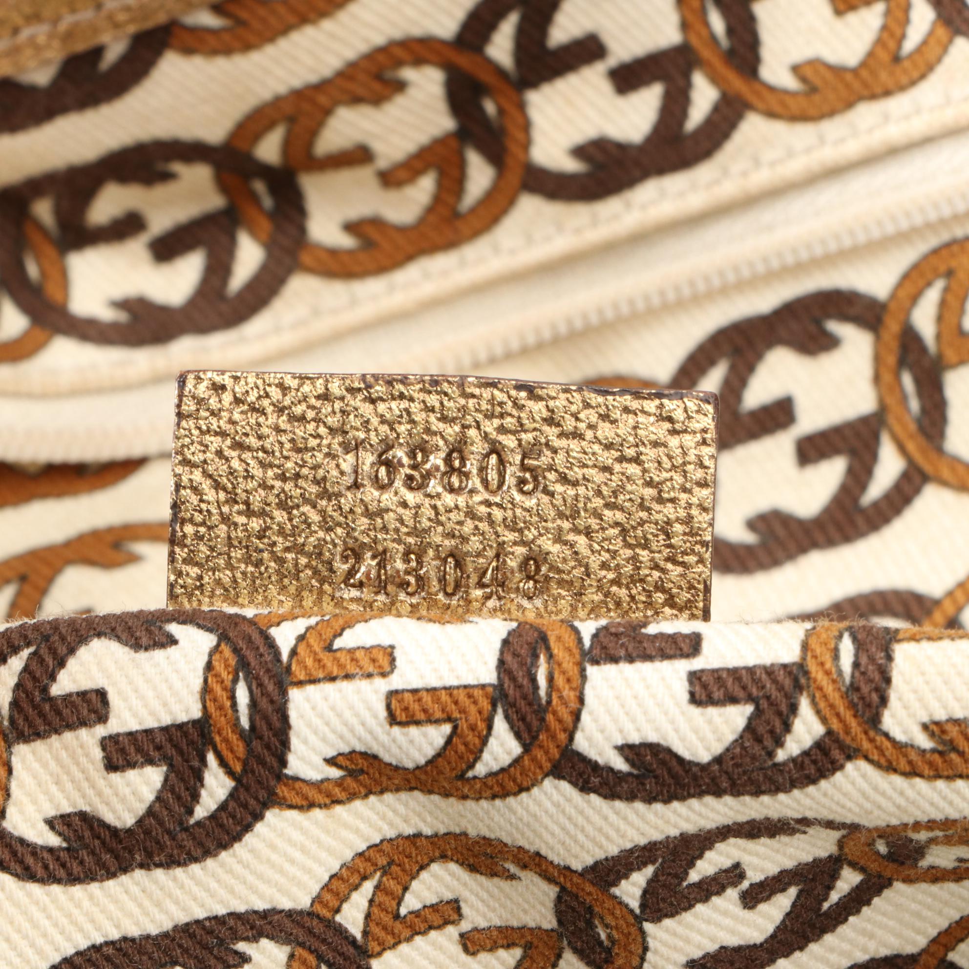 Gucci Princy Shoulder Bag in GG Canvas and Metallic Cingiale Leather