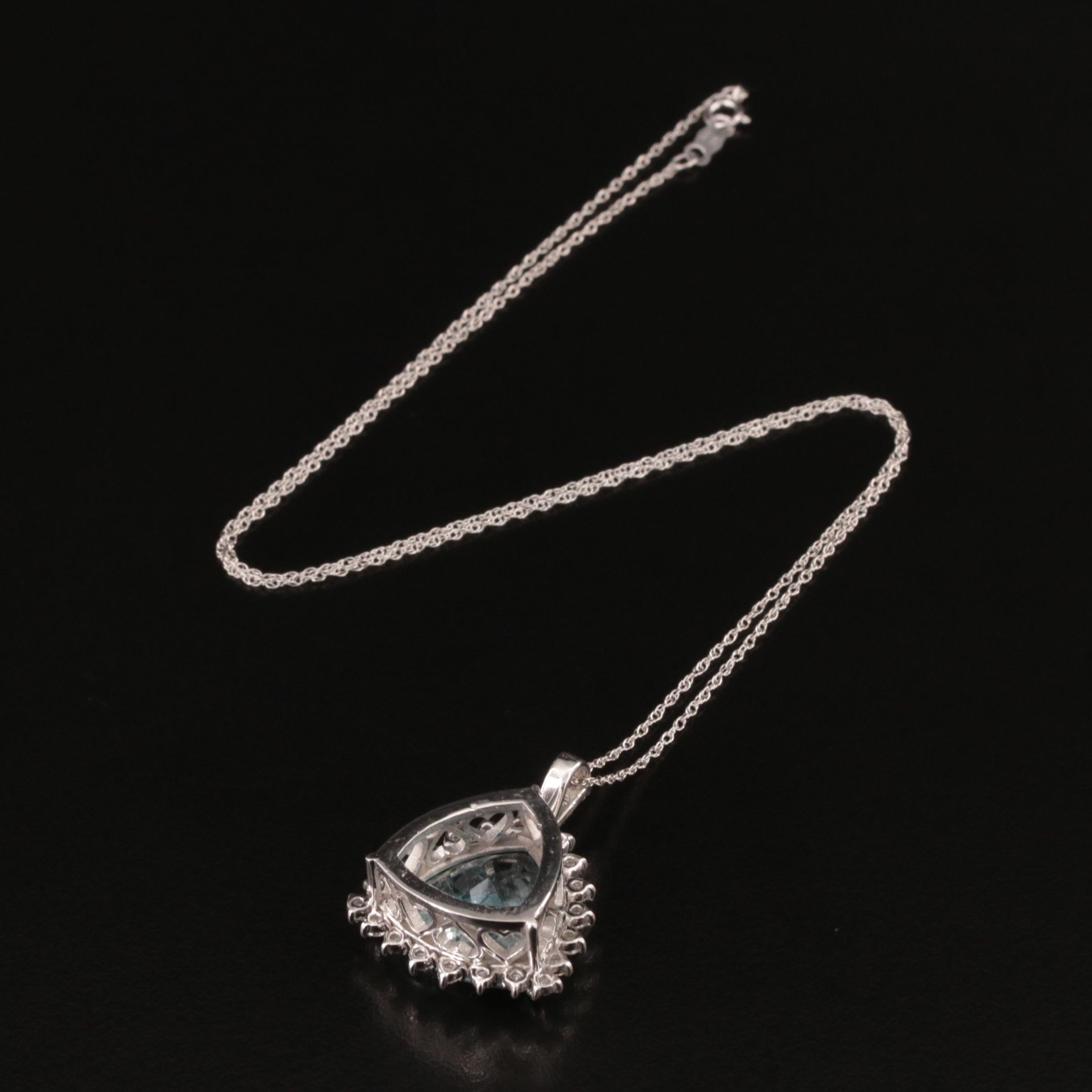 14K 12.61 CT Aquamarine and Diamond Necklace