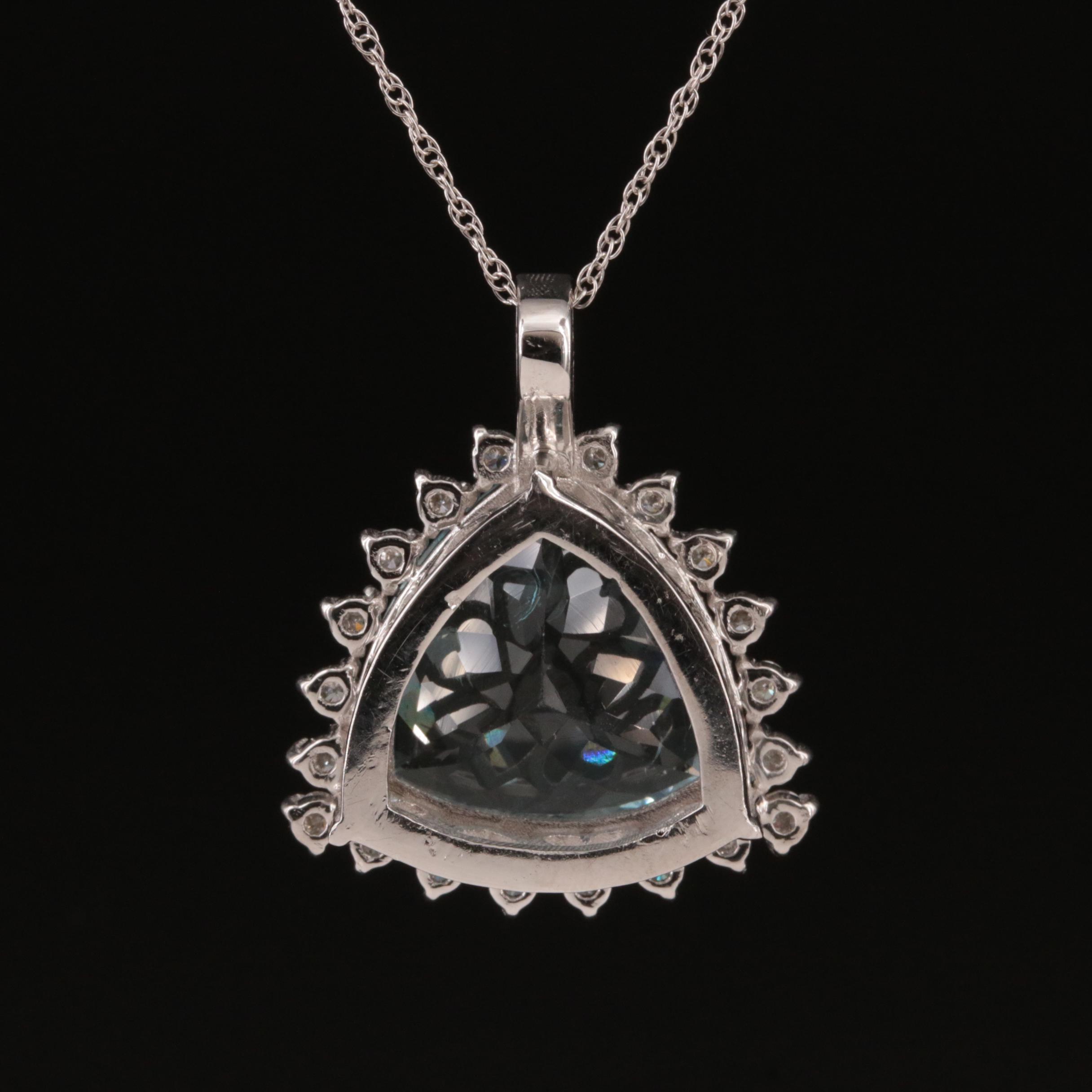 14K 12.61 CT Aquamarine and Diamond Necklace