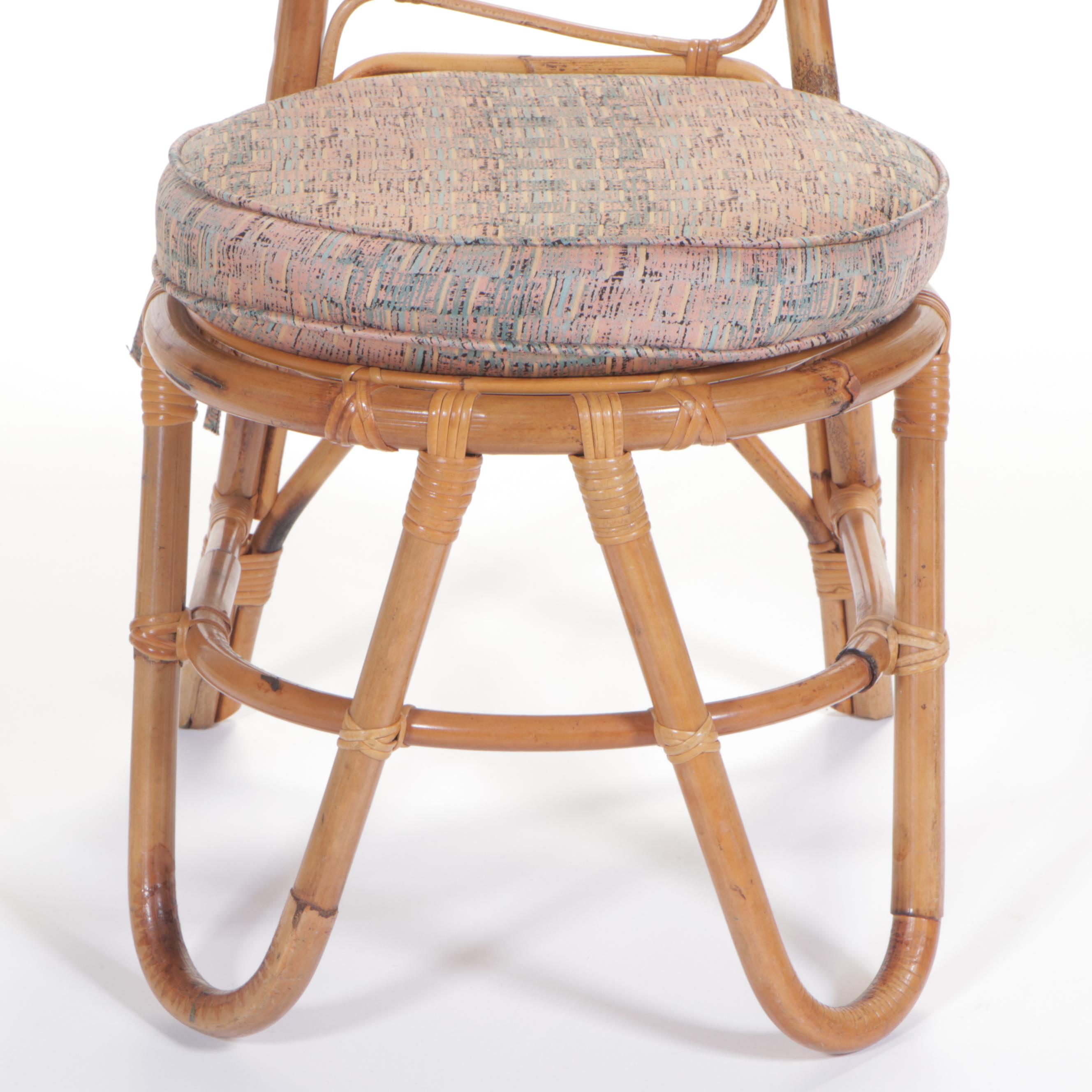 Mid Century Modern Rattan High-Back Side Chair