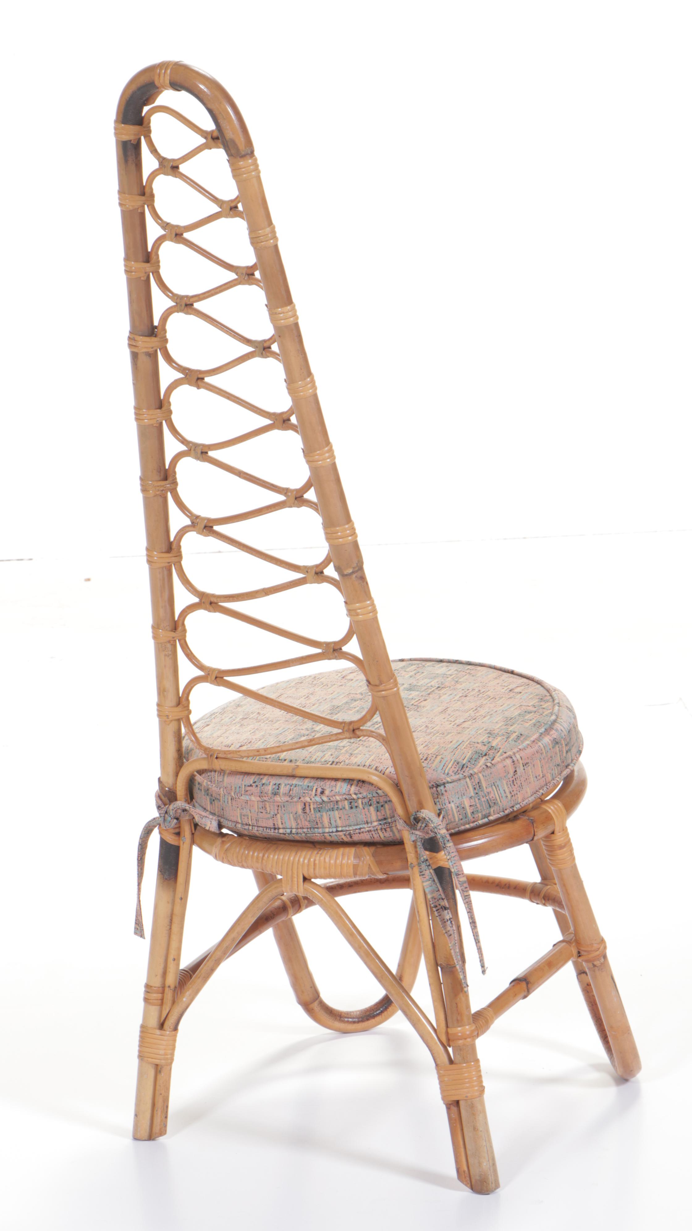 Mid Century Modern Rattan High-Back Side Chair