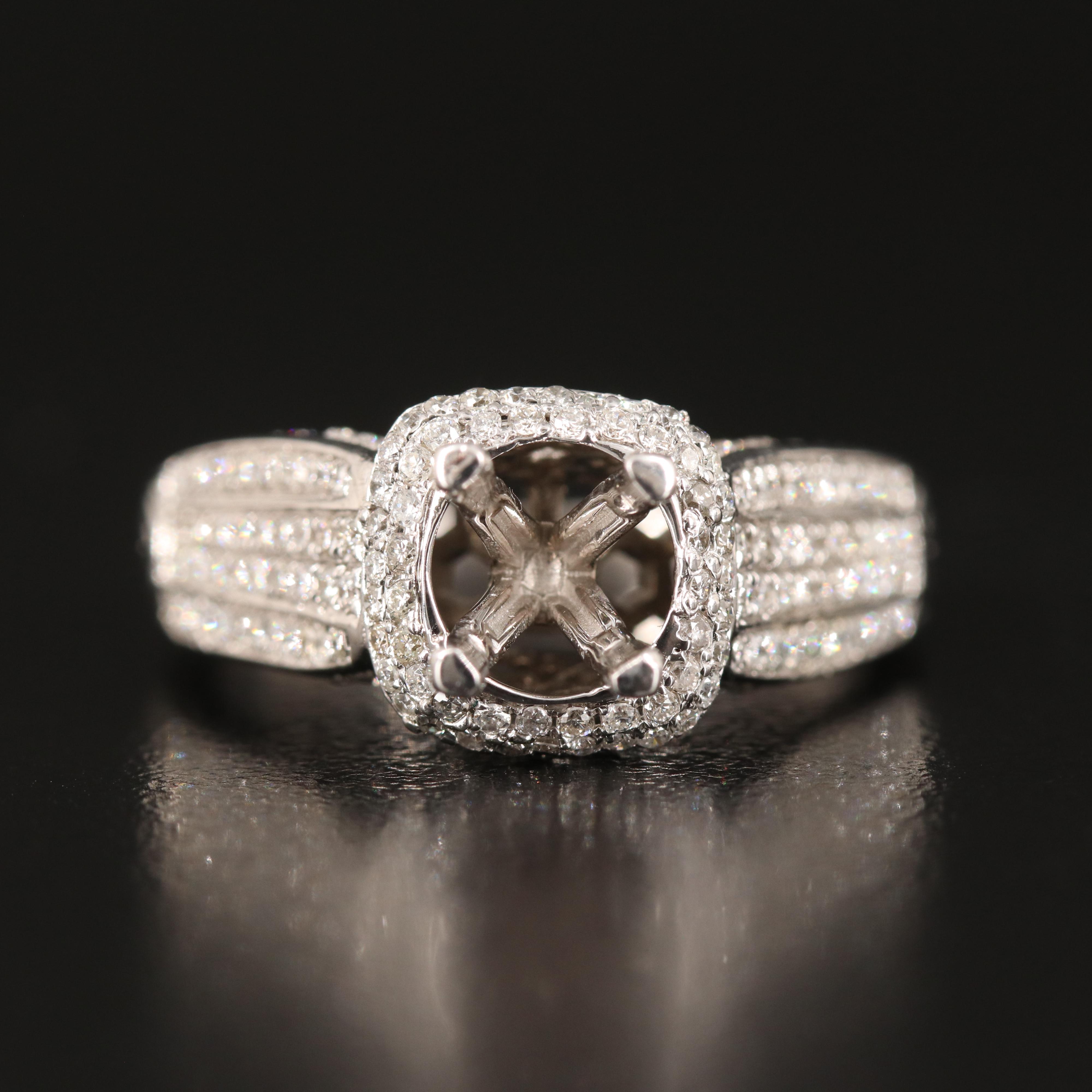 14K 1.00 CTW Diamond Semi Mount Ring